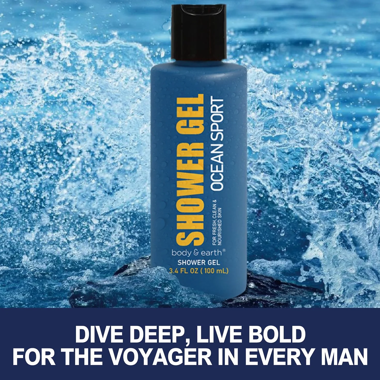 BODY & EARTH Żel pod prysznic dla mężczyzn - 3 sztuk zapachem Ocean z żel pod prysznic,Płyn do włosów,Balsam do ciała, Prezenty dla mężczyzn,Prezent urodzinowe,Prezenty na Dzień Ojca