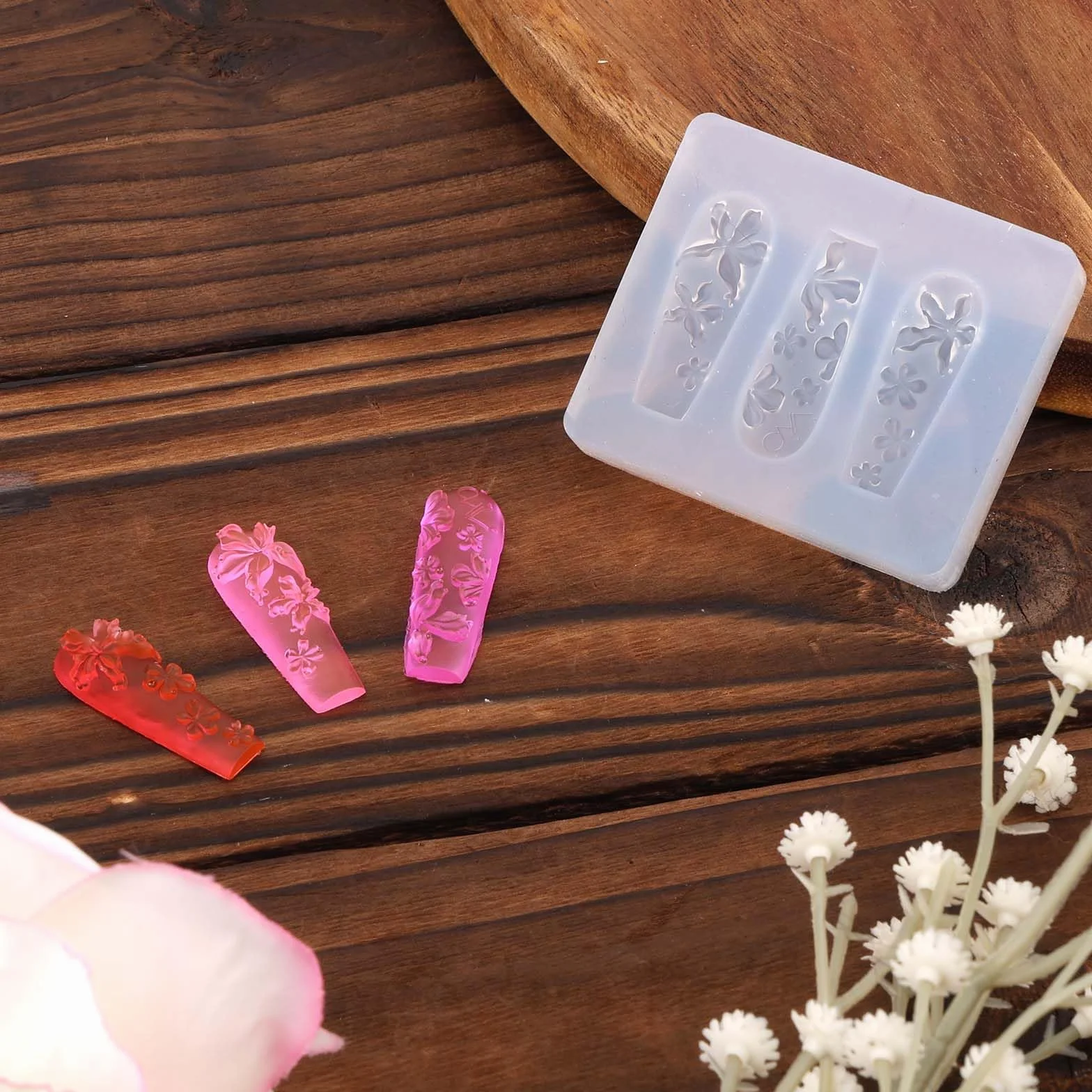 Gosknor 3D Kwiatowy Wzór Paznokci, Kwiatowe Charmsy Silikonowe Szablon Rzeźbienia Wzór Płatka Wiosenne Kwiaty Dekoracja na Końce Palców Zestawów do Paznokci DIY Projektów Rękodzielniczych