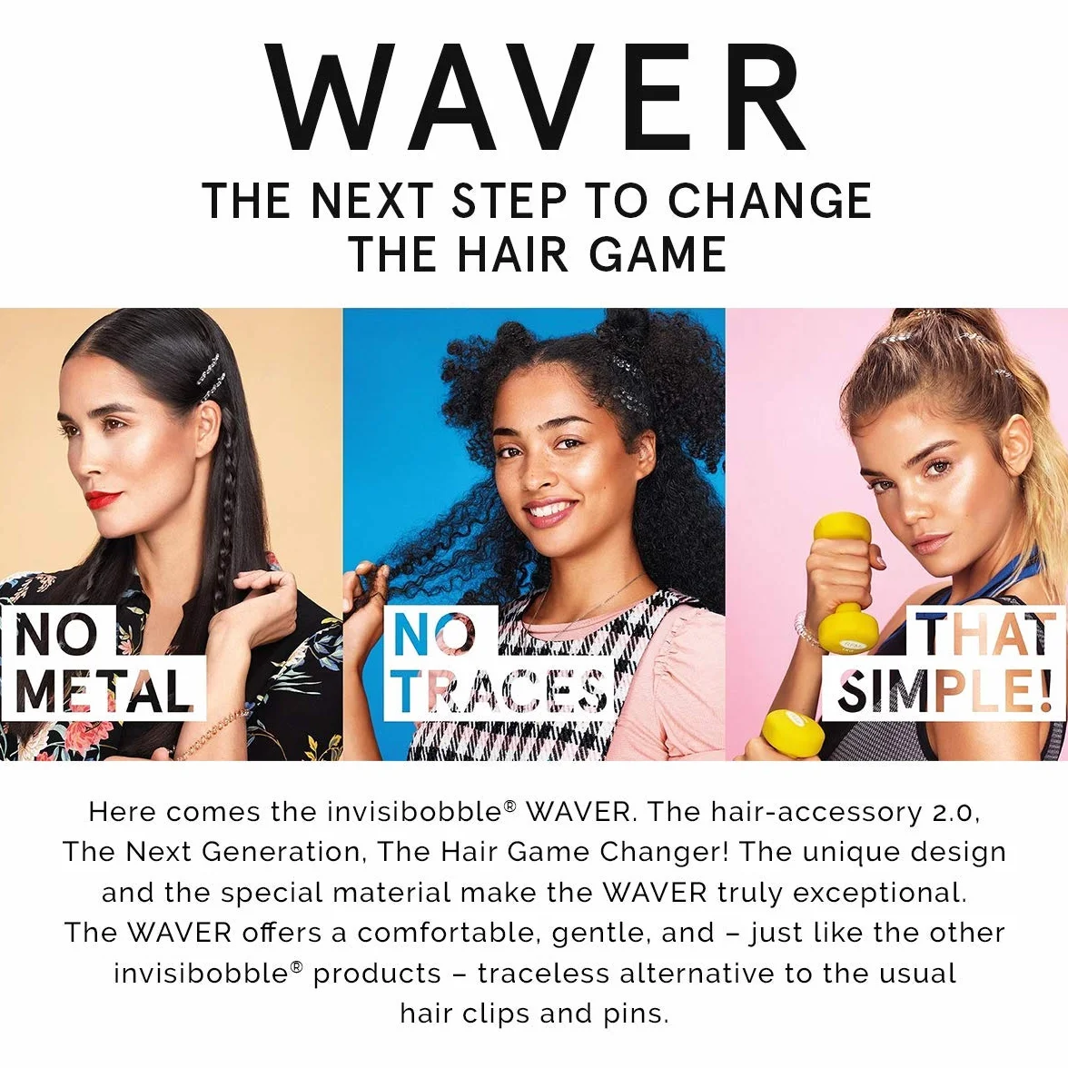 Invisibobble Spinki do włosów Crystal Clear I 3 x przezroczyste spinki do włosów dla dziewcząt i kobiet I mocne trzymanie i ochrona włosów, bez metalu I oryginalne, zaprojektowane w sercach Monachium
