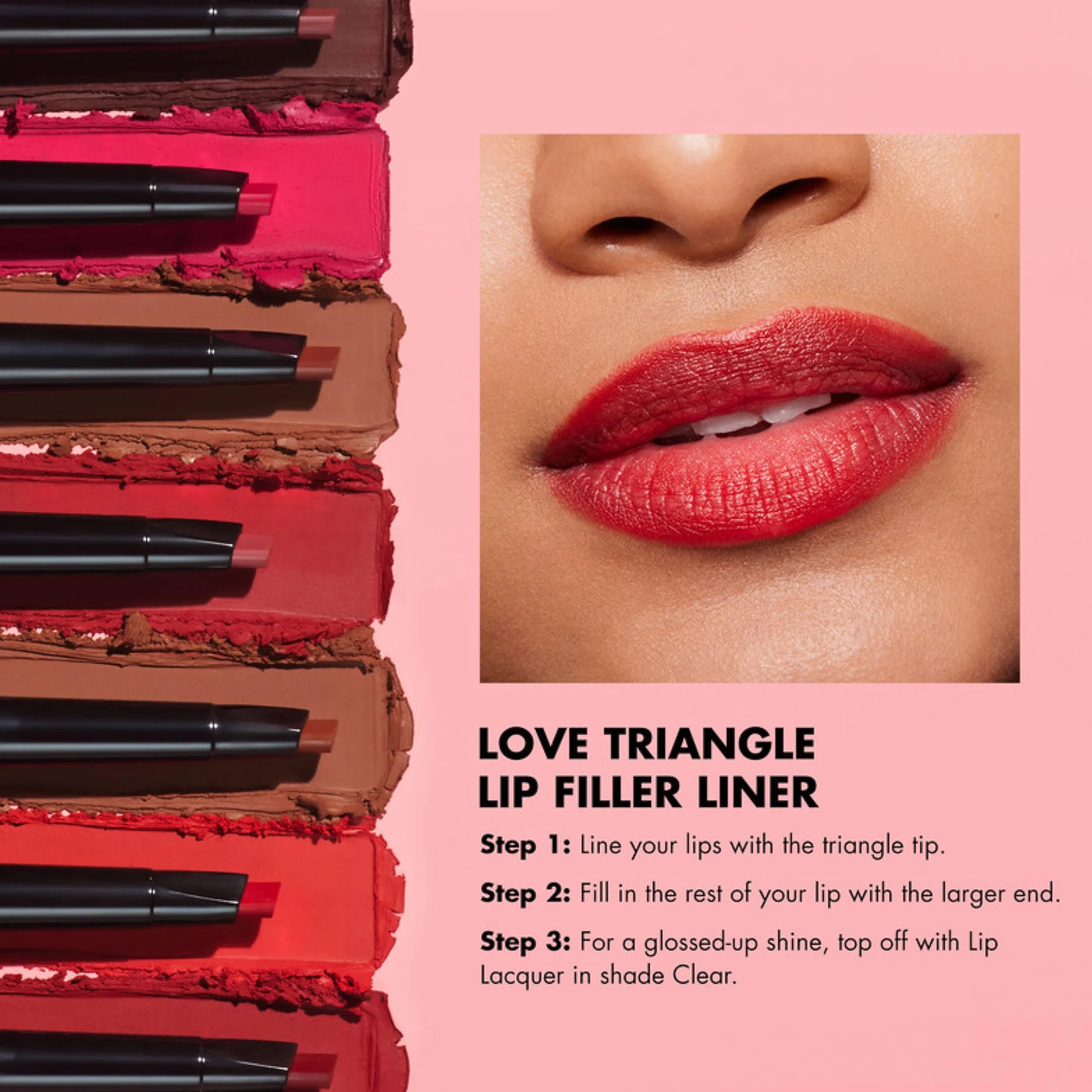 e.l.f. Love Triangle Lip Filler Liner, konturówka do ust 2 w 1, do modelowania i wypełniania, długotrwały, intensywny kolor, wegański i nietestowany na zwierzętach, 0,7 g