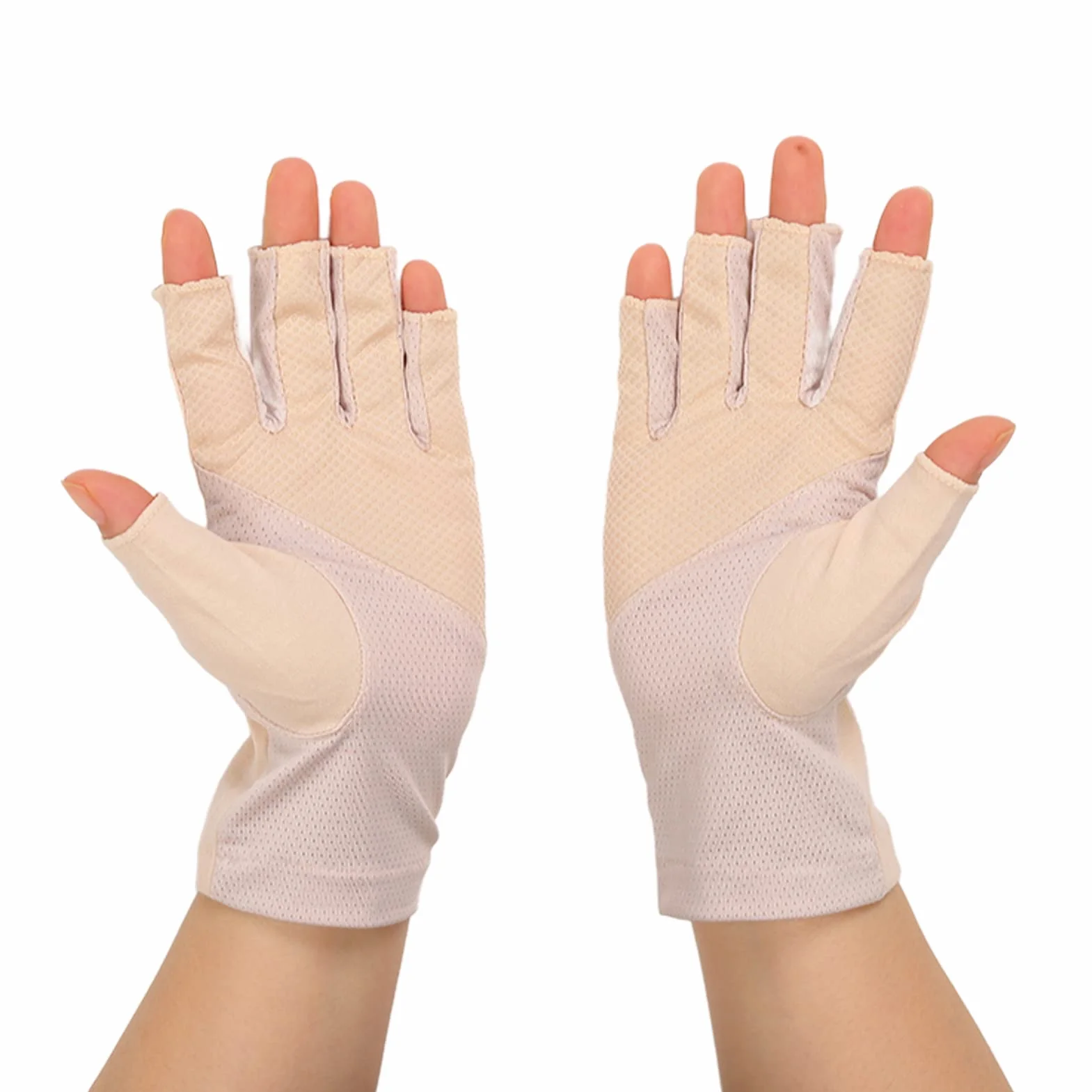 Rękawice Anty UV do Lampy żelowej do Paznokci Rękawice do Manicure Ochrona Przed Promieniowaniem UV Rozciągliwe Oddychające Włókna Bez Palców Bawełniane Rękawiczki do Paznokci(Jasny zółty)