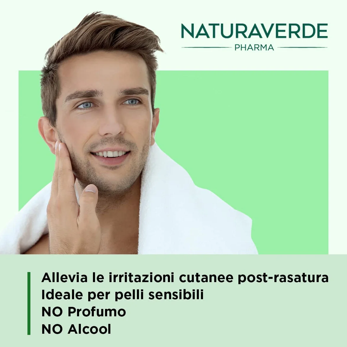Naturaverde | Pharma Kij po goleniu dla mężczyzn, płyn po goleniu w sztyfcie, ałun rocka ałun, do skóry wrażliwej, 100% naturalna, 90 g