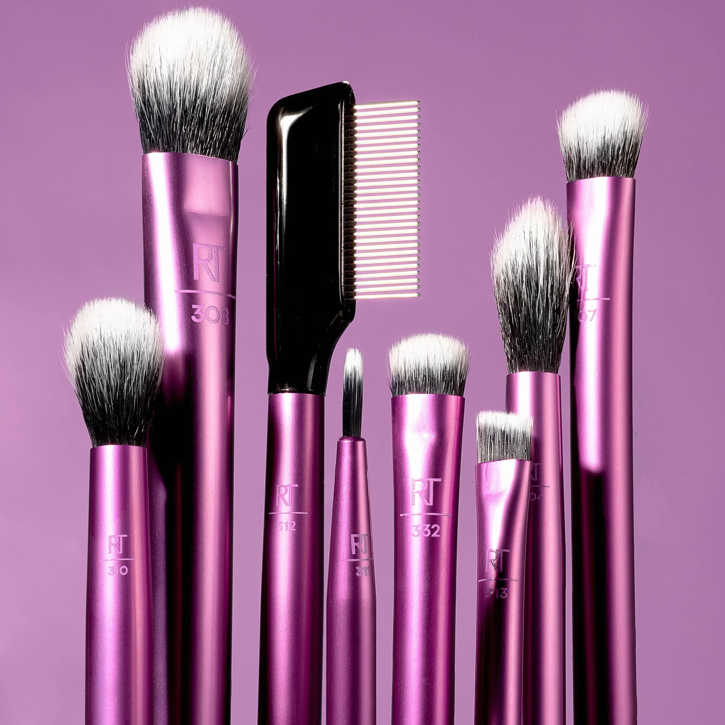 Real Techniques Everyday Eye Essentials Zestaw Pędzli do Makijażu, Fioletowy/Czarny, 8 Elementów