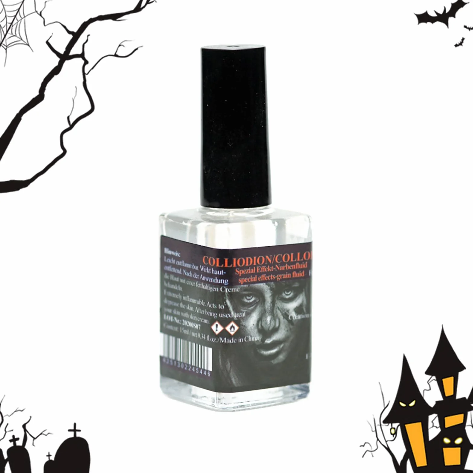 Płyn do Blizn, 15 Ml Halloween Kosmetyczna Farba Do Blizn Z Pędzelkiem, Makijaż Ciała Na Zadrapania, Do Twarzy Skóry I Ciała Halloween Cosplay Kostium Fotografia Impreza