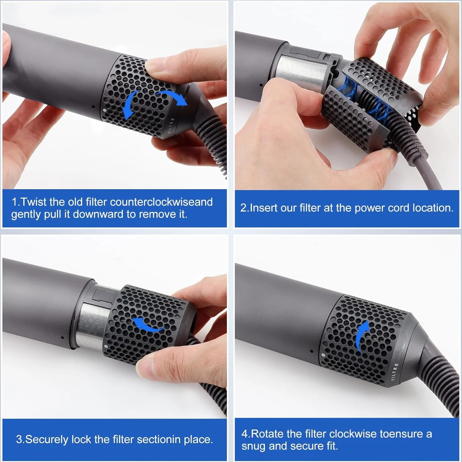 Dyfuzor i osłona filtra zewnętrznego do Dyson Airwrap Styler HS01 HS03 HS05, konwersja do Air Wrap Curling Styler w suszarkę do włosów (czarny + osłona filtra zewnętrznego)