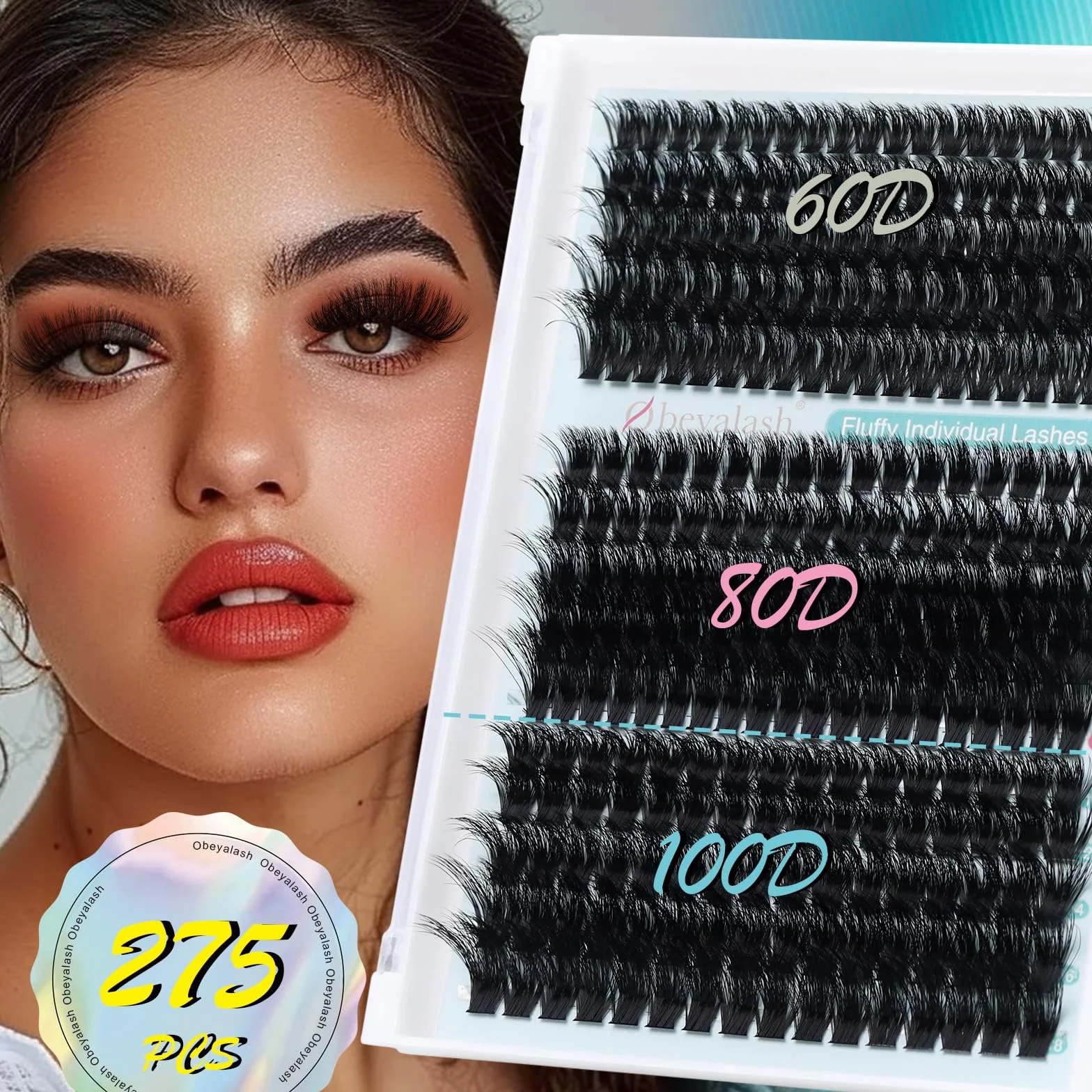 Obeyalash 275Pcs Sztuczne Rzęsy 60D+80D+100D Eyelash Individuals D Curl 10-18mm