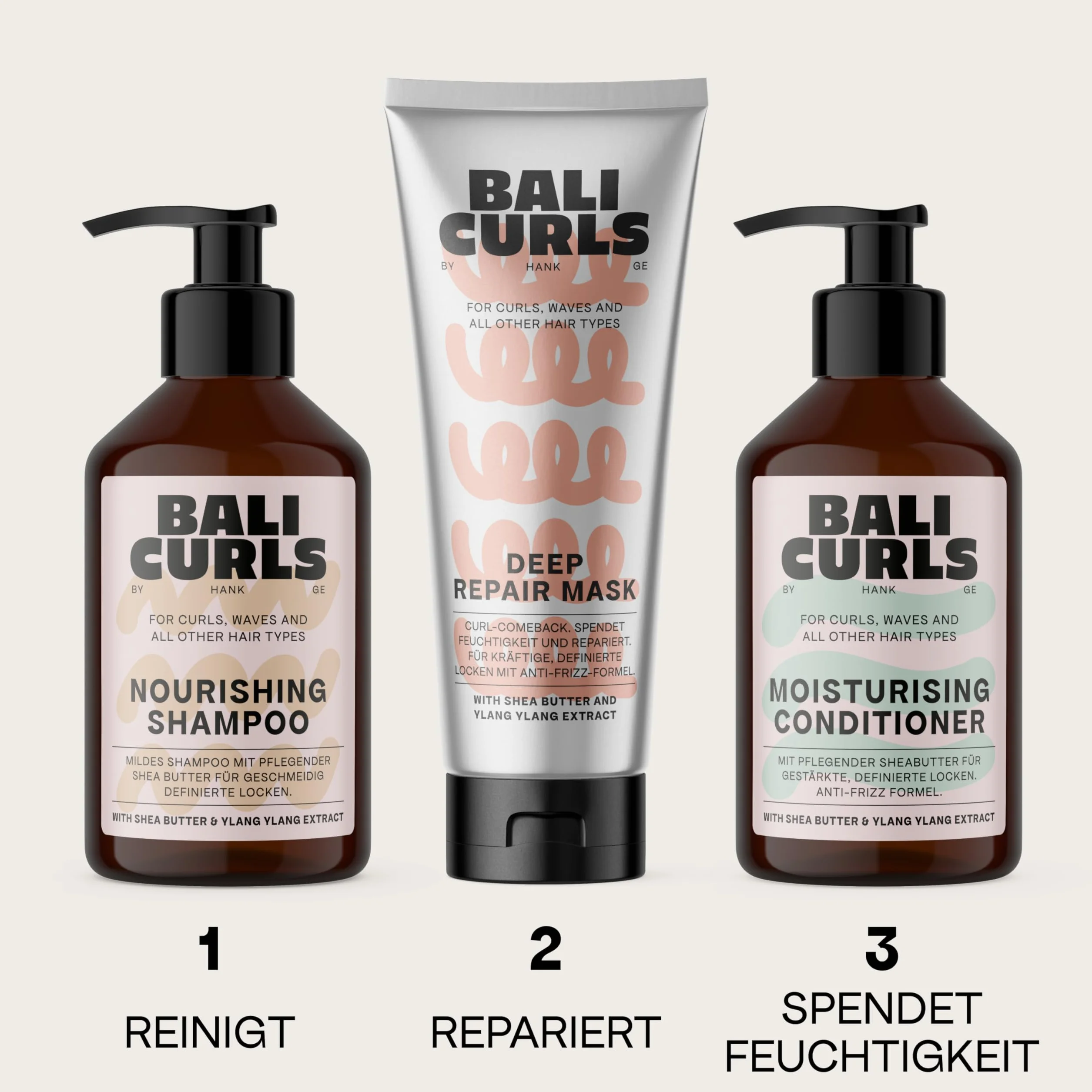 Bali Curls nawilżająca odżywka - nawilżająca odżywka z masłem shea, olejem kokosowym i ekstraktem z ylang-ylangu do naturalnych loków, wegańska odżywka do włosów suchych - 250 ml