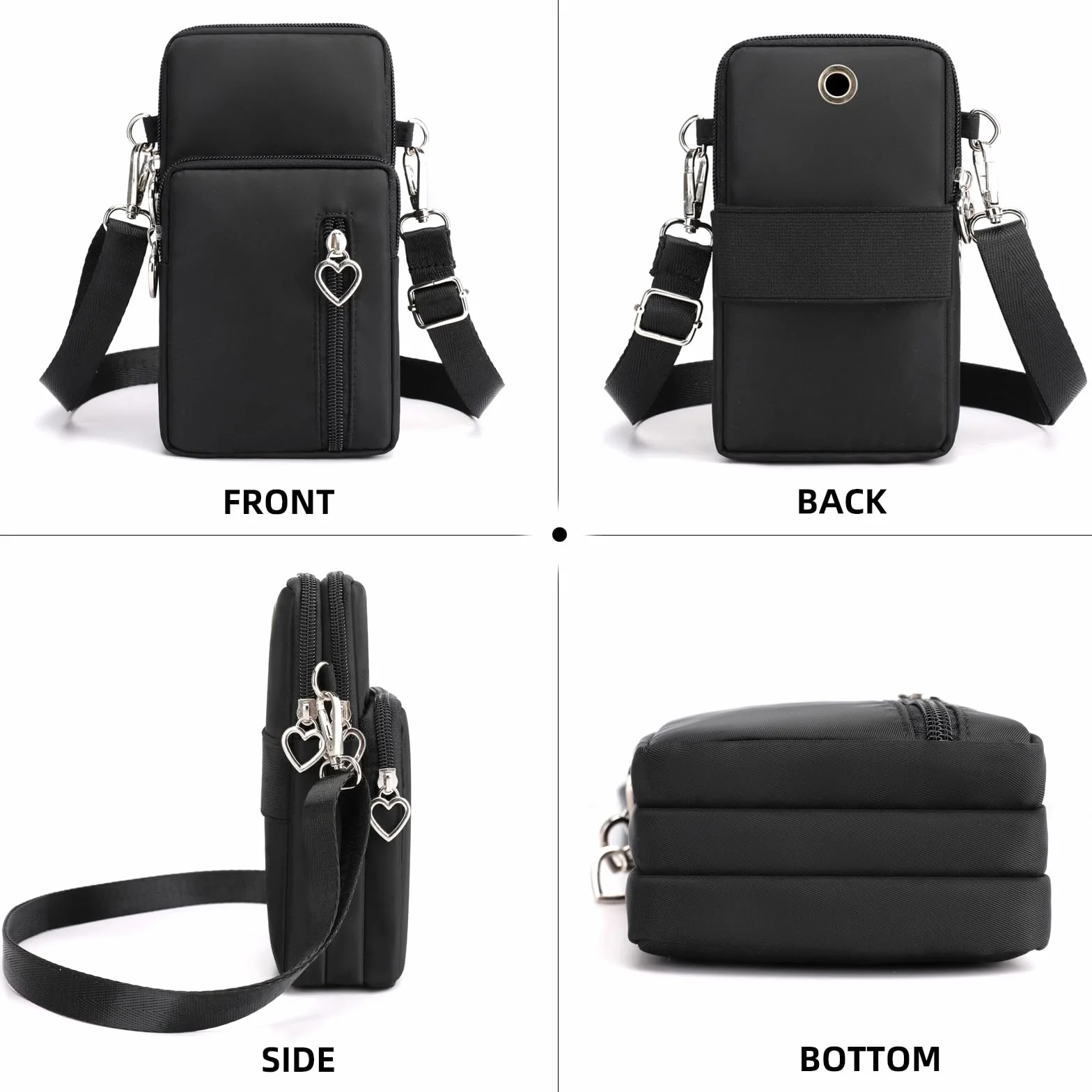 JANKS Mała torba crossbody dla kobiet, mini portmonetka na telefon z paskiem crossbody i portfelem, nylonowa torba na ramię