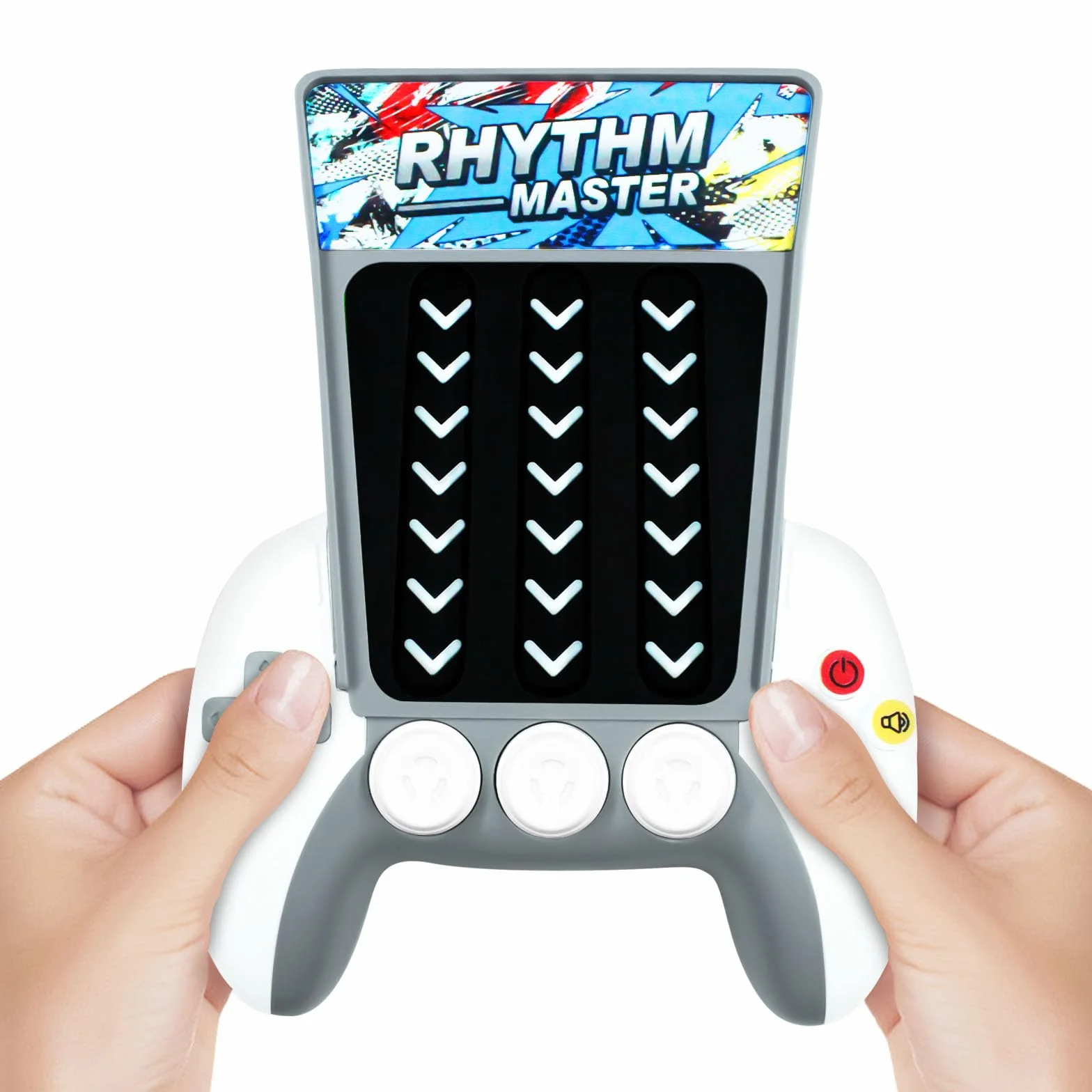 Mesen Maszyna do gier rytmicznych dla dzieci, Music Rhythm Game Machine, Quick Push Popular Games Master, ręczna konsola do gier z muzyką i lampkami, dla dzieci w wieku od 3 do 12 lat (szara)