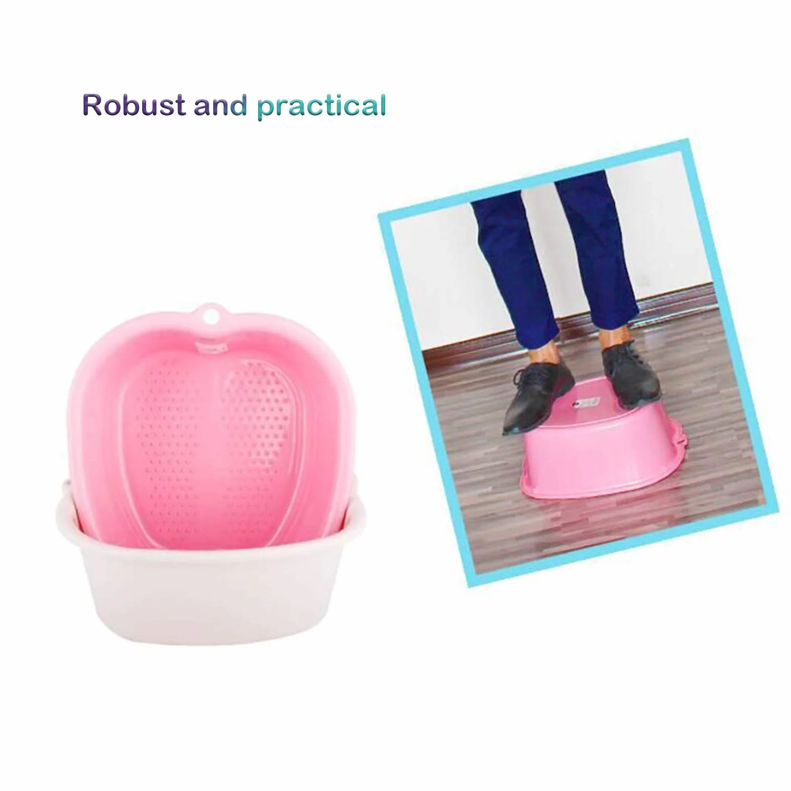 Duża miska do kąpieli stóp, stabilna umywalka z tworzywa sztucznego do pedicure, do kąpieli stóp, do kąpieli stóp, wellness, pedicure, detoksykacji, relaksu (biała)