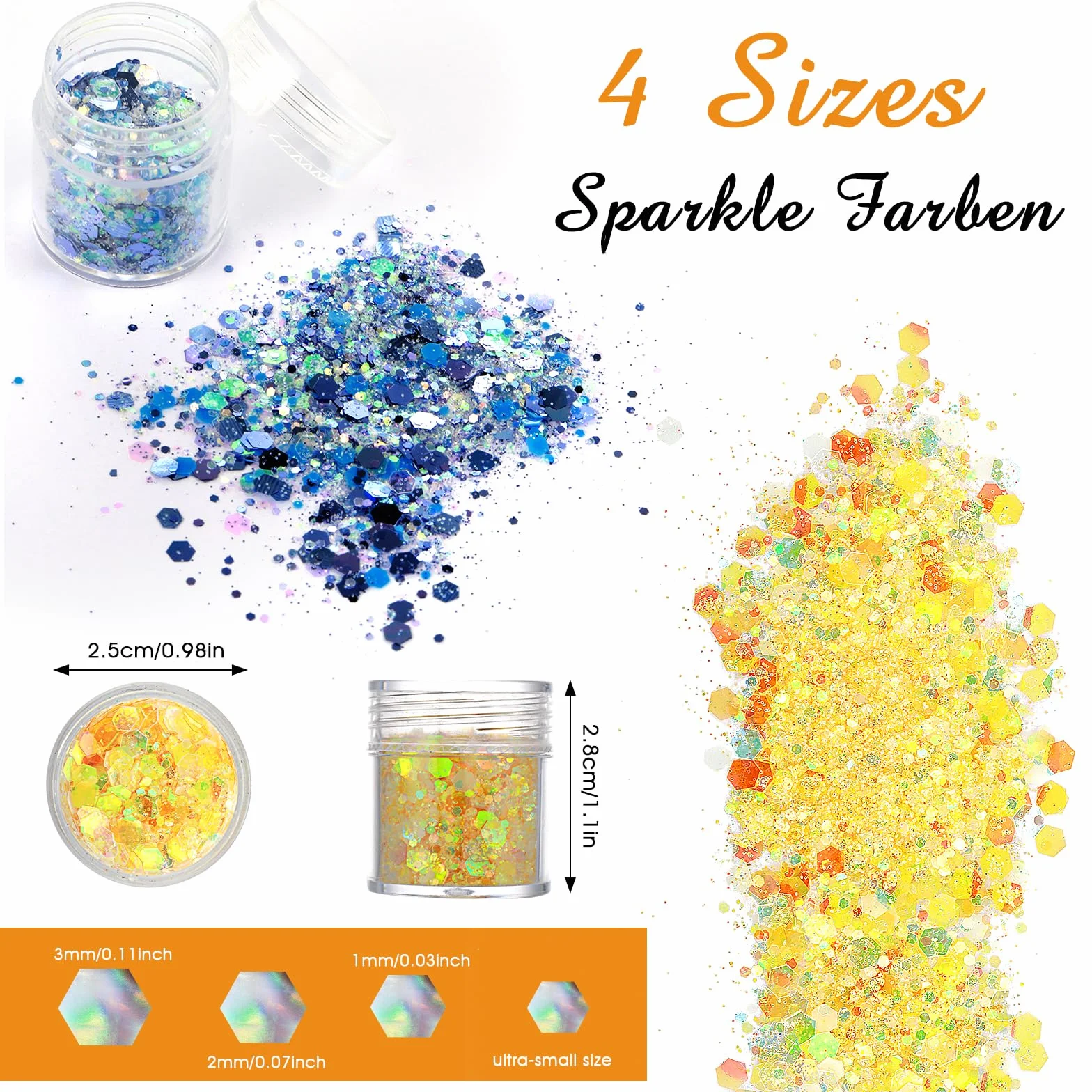 simarro Fluorescencyjne cekiny brokatowe, 12 kolorów, hex Face Body Glitter zestaw do paznokci, włosów, ciała, brokatu, na Halloween, do makijażu, oczu, ust, ciała, rękodzieła, 554117_1_MXD1TRBYQ