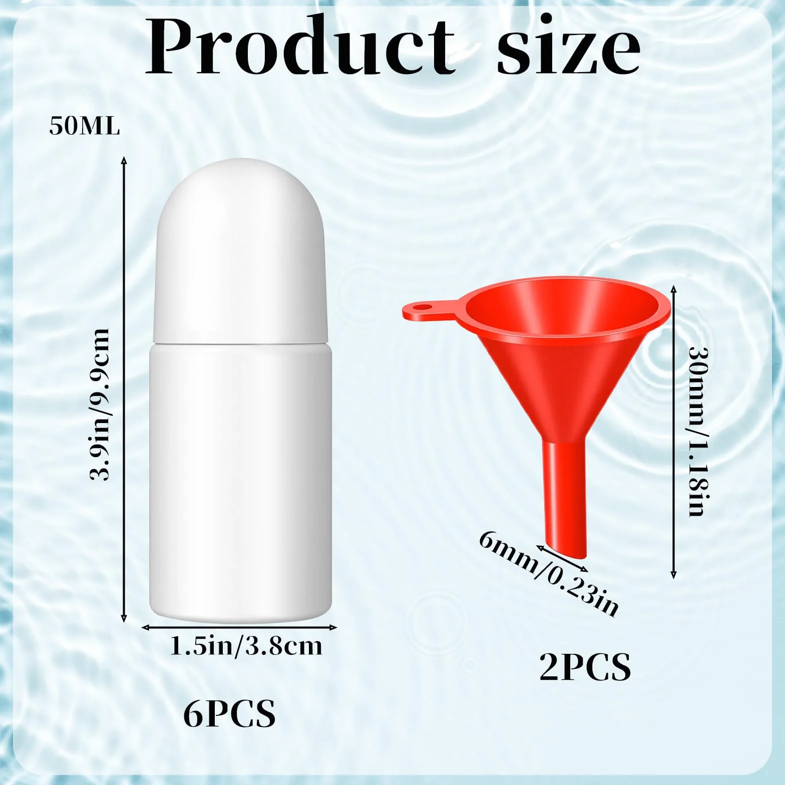 6 szt. 50 ml butelek typu roll-on, puste butelki wielokrotnego napełniania, pojemniki z nakrętkami, szczelne pojemniki na dezodoranty do samodzielnego wykonania, dezodoranty, olejki eteryczne