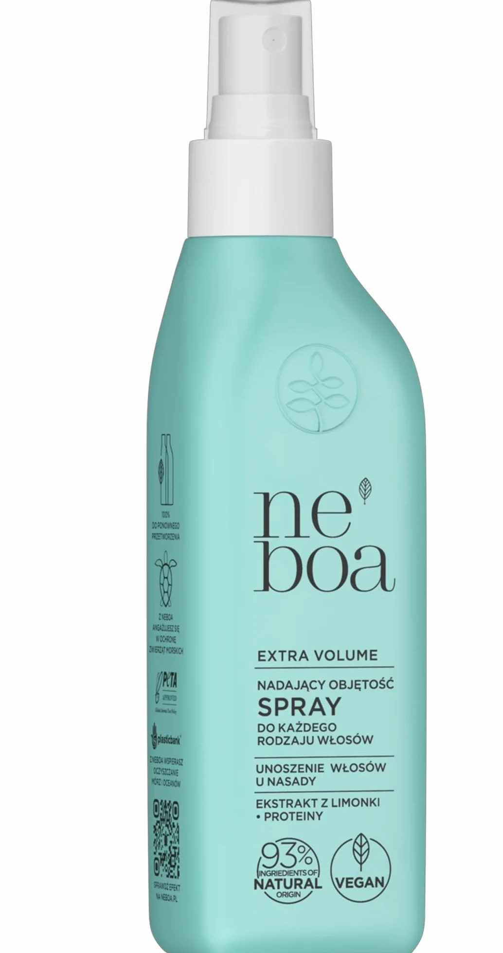 Neboa Extra Volume, Spray do Włosów z Proteinami Roślinnymi i Ekstraktem z Limonki, 93% Składników Naturalnych, Wegański 175 ml