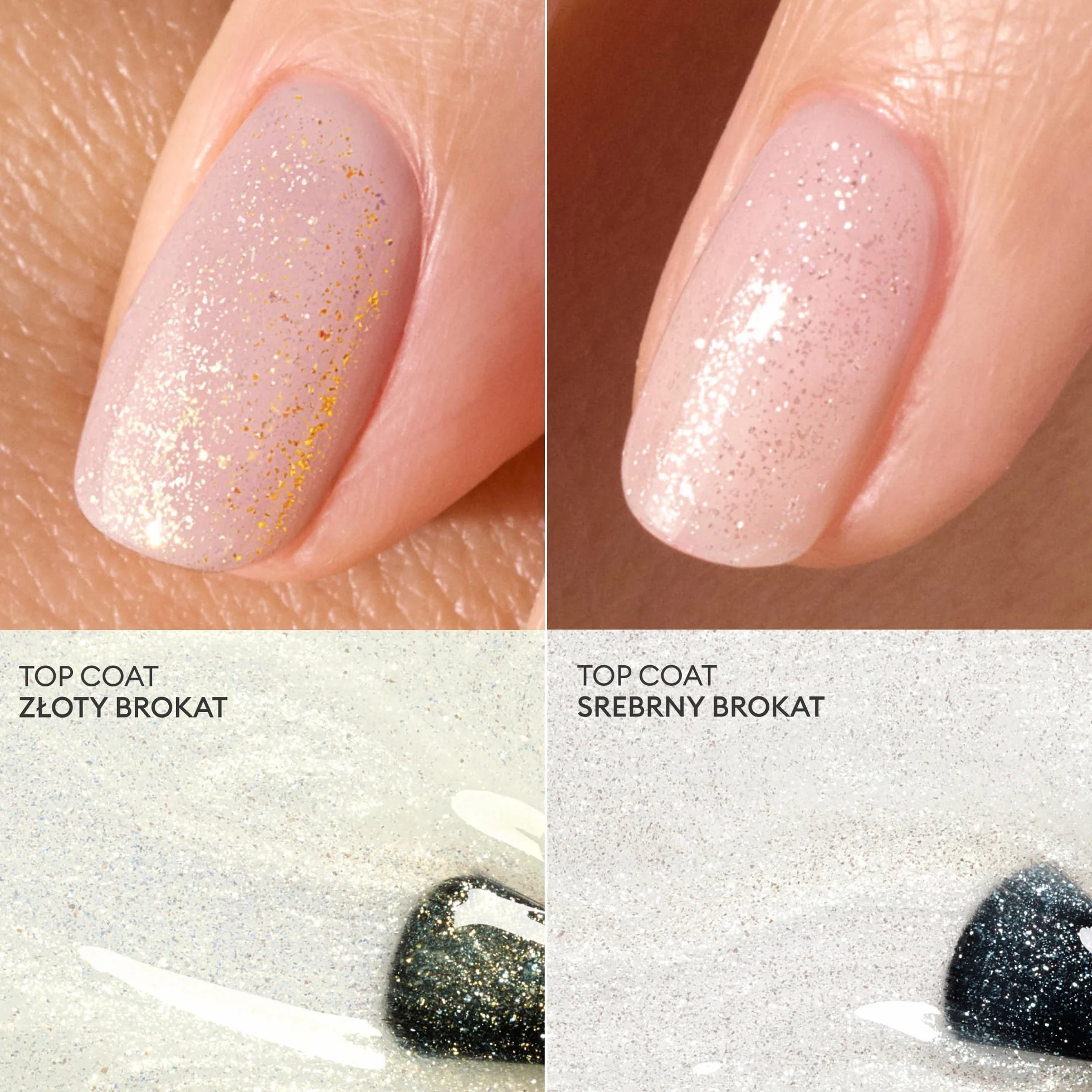 Manucurist - Green™ Złoty Brokatowy Top Coat - Lakier do Paznokci z Efektem Żelowym bez Lampy - Blask i Trwałość do 7 dni - 79,5% Składników Pochodzenia Naturalnego - 15 ml