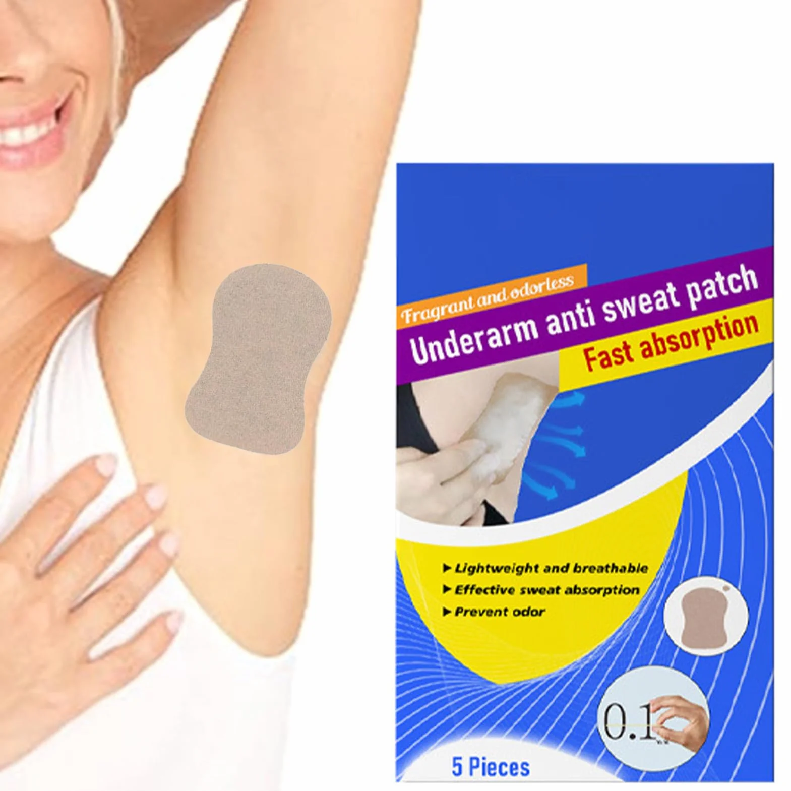 Wk?adki przeciwpotowe pod pachami Niewidoczne, Wk?adki przeciwpotowe pod pachami dla kobiet,Efektywne 5 sztuk podpasek przeciwpotowych | Sweat Guard Soft redukuje nieprzyjemny zapach,