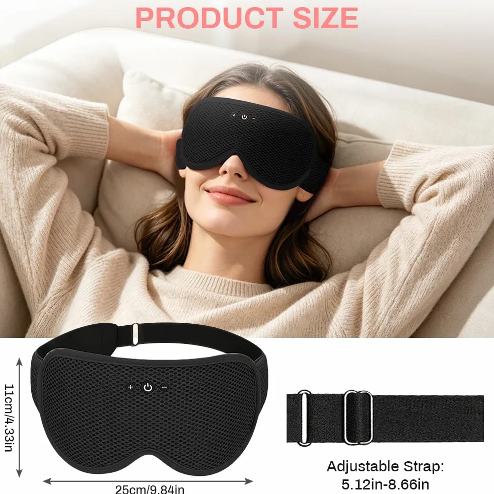 flintronic Maska na oczy Bluetooth – 3D, duża orbita, czarna