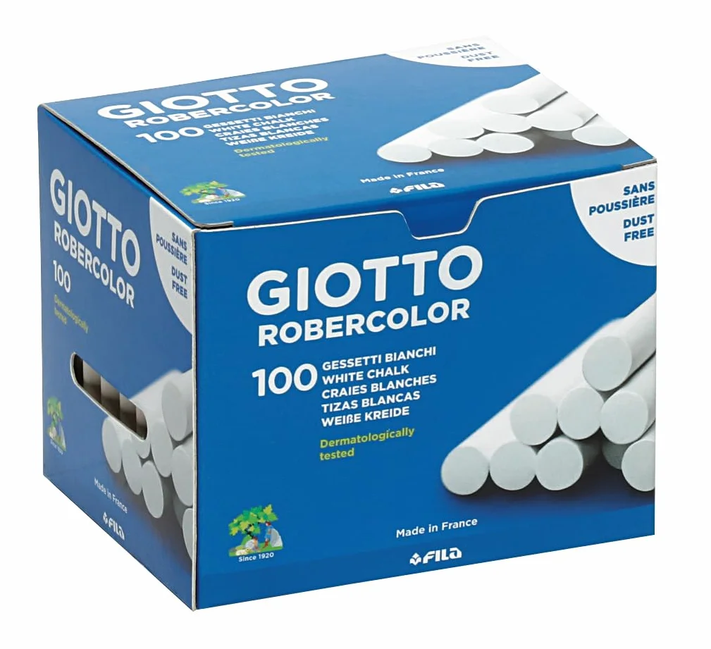 GIOTTO 538800 ROBERCOLOR CHALKS WHIT 100 BOX, White