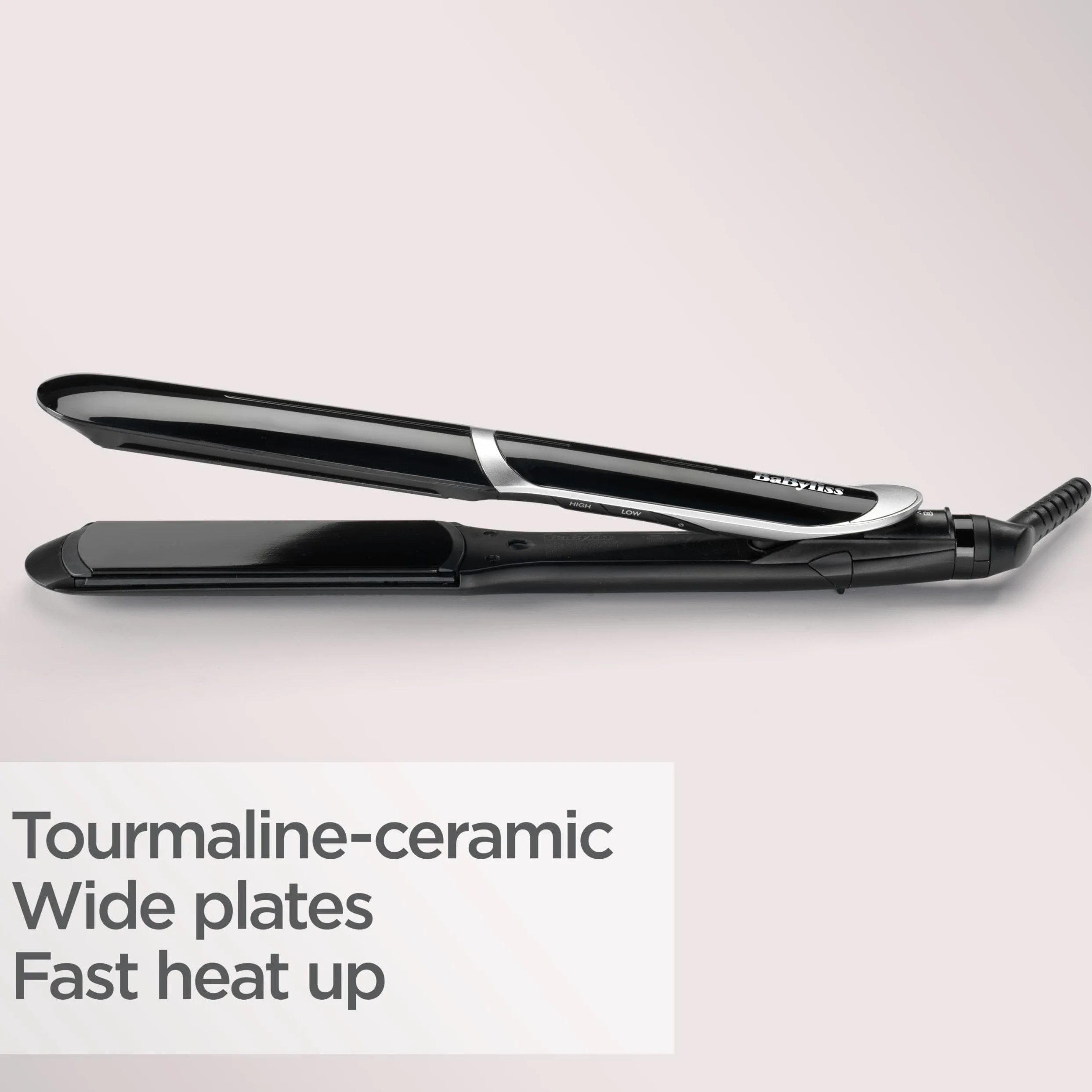 Prostownica BaByliss Smooth Pro Wide - ceramiczne płytki do gładkiej stylizacji o szerokości 35 mm do długich/grubych włosów, szybkie nagrzewanie, 5 ustawień temperatury do 235°C, ST397E