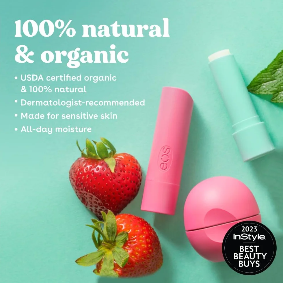 Eos organiczne patyczki do balsamu do ust sorbet truskawkowy 4 g 2 szt
