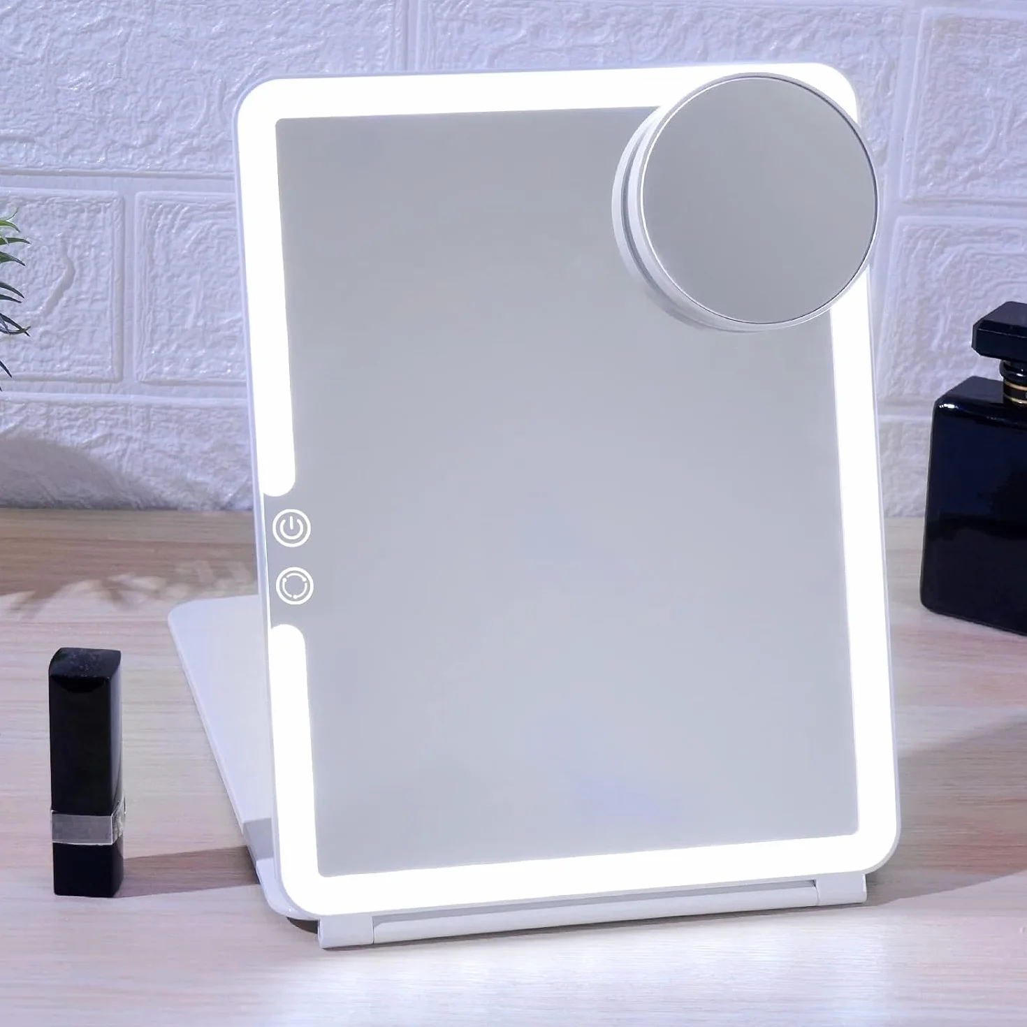 FUNTOUCH przenośne lusterko do makijażu z podświetleniem 10x powiększenie 3 kolory ściemniania