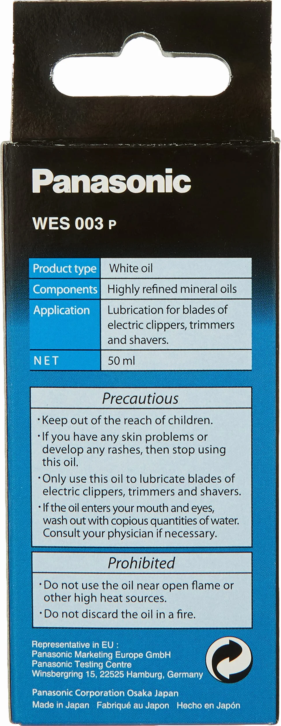Panasonic Olejek smarowy do maszynki do strzyżenia włosów, trymerów, golarek, 50 ml