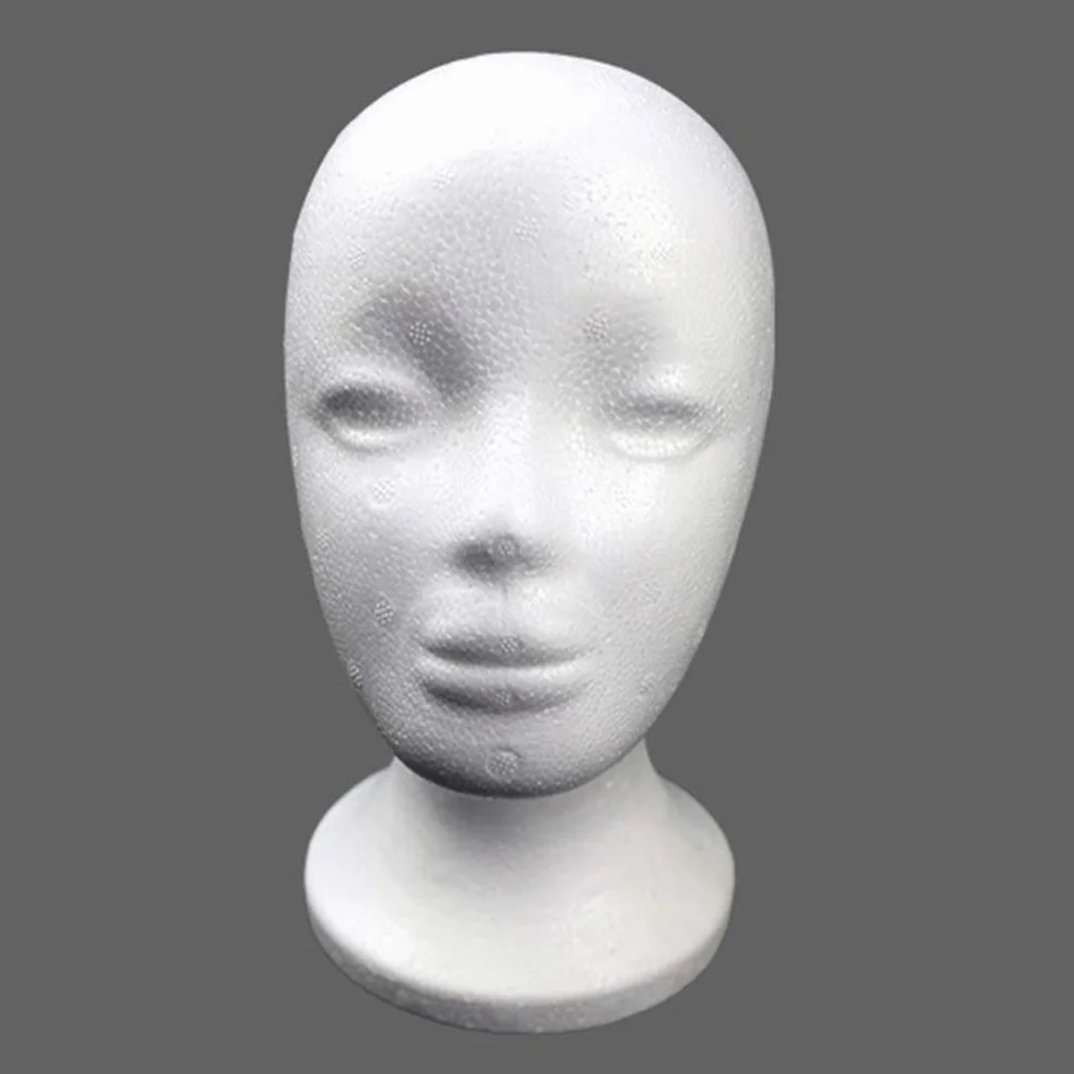 Styropian żeński manekin głowa modelu, białe okulary narzędzie do stylizacji przedmiotów