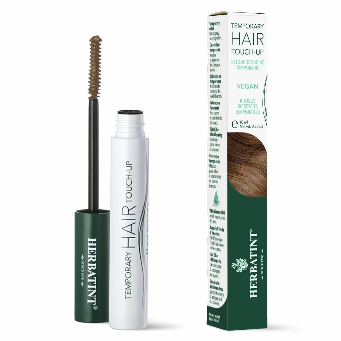 Herbatint Temporary Blond Hair Touch-Up – tusz do rzęs natychmiastowy odrastający, tymczasowe pokrycie szarych włosów, testowany dermatologicznie, 93% składników naturalnego pochodzenia
