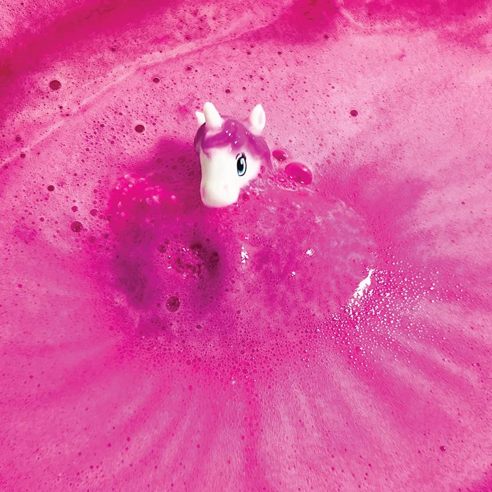 ZIMPLI - 6 x duże kule do kąpieli Unicorn Surprise, 6 zabawek‑jednorożców w zestawie, zabawki do kąpieli dla dziewczynek, zestaw prezentowy musujących kul Baff Bombz, świąteczny prezent