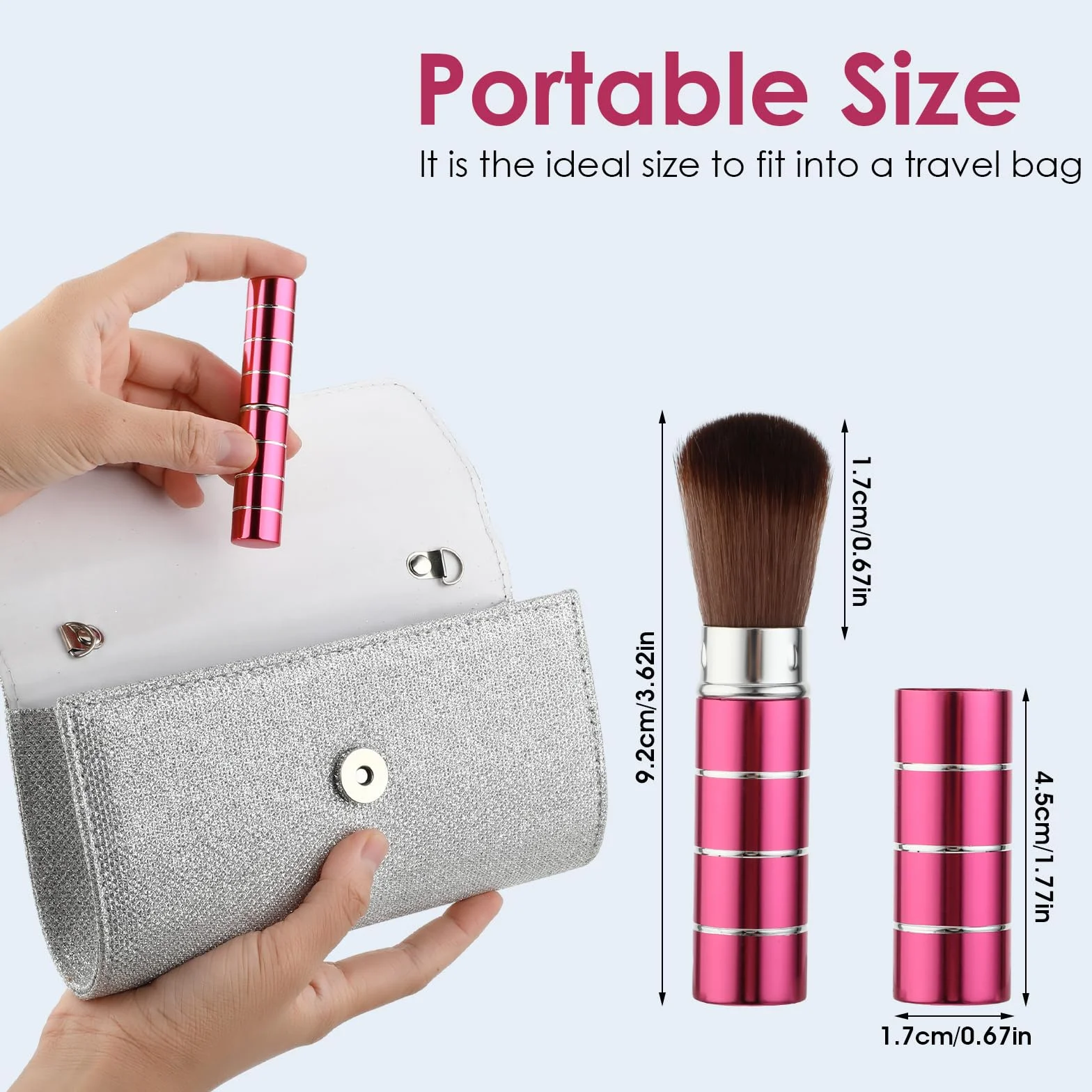 Wysuwany pędzel do makijażu, podróżny pędzel do różu, przenośny luźny pędzel do pudru z pokrywą, przedłużany pędzel konturowy do makijażu, płynny makijaż bronzer kremowy, puder, 2 szt