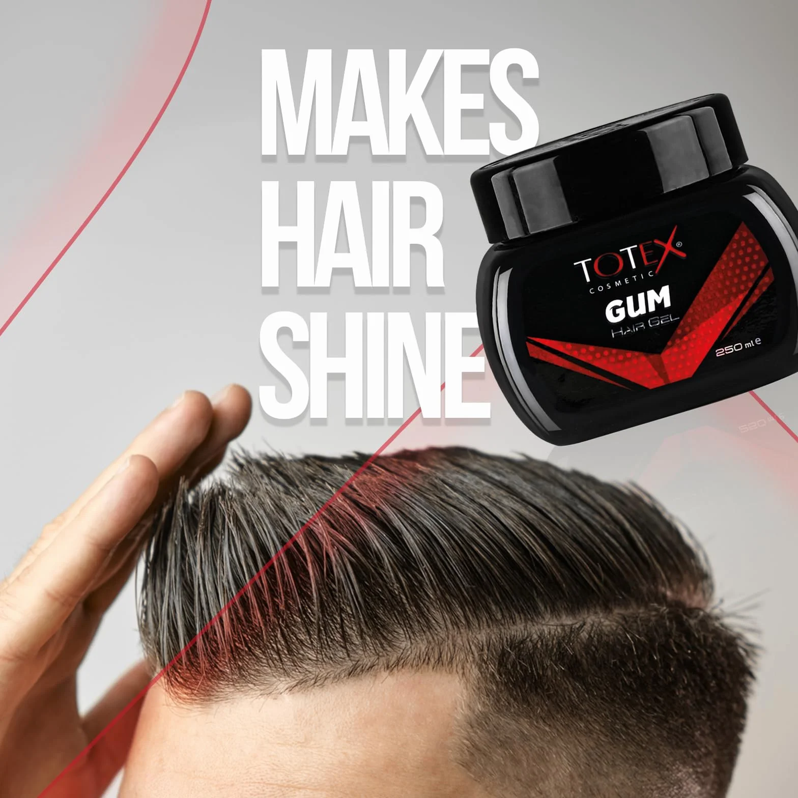 Totex GUM Hair Styling Gel 250 ml I Żel do stylizacji włosów I Żel gumowy I Gummy, bardzo mocne utrwalenie I Mocno czerwony żel