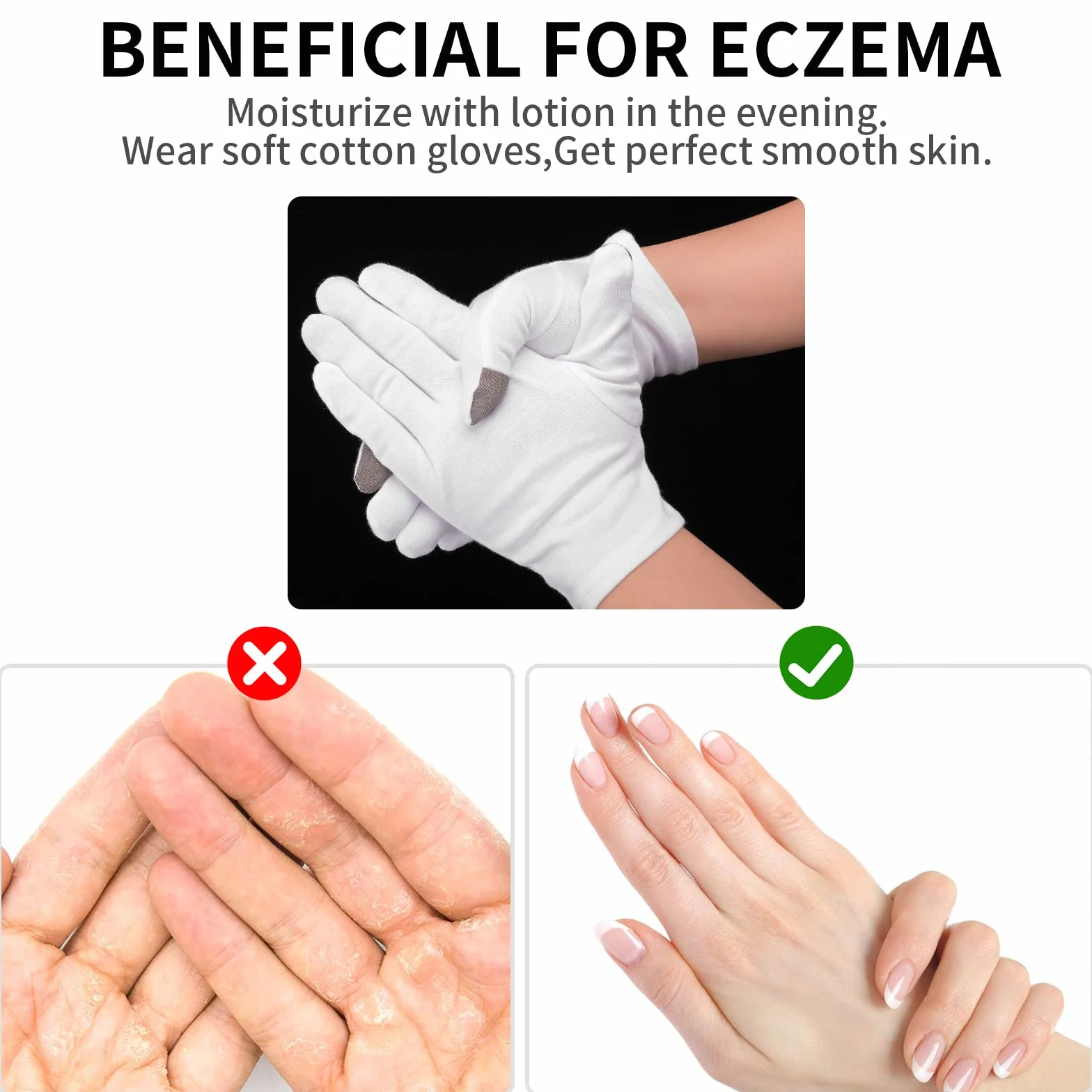 4 pary rękawic nawilżających do ekranu dotykowego białe bawełniane rękawiczki nawilżające na noc przed snem leczenie egzemy balsam do spania rękawiczki do zabiegu spa do rąk naprawa szorstkiej