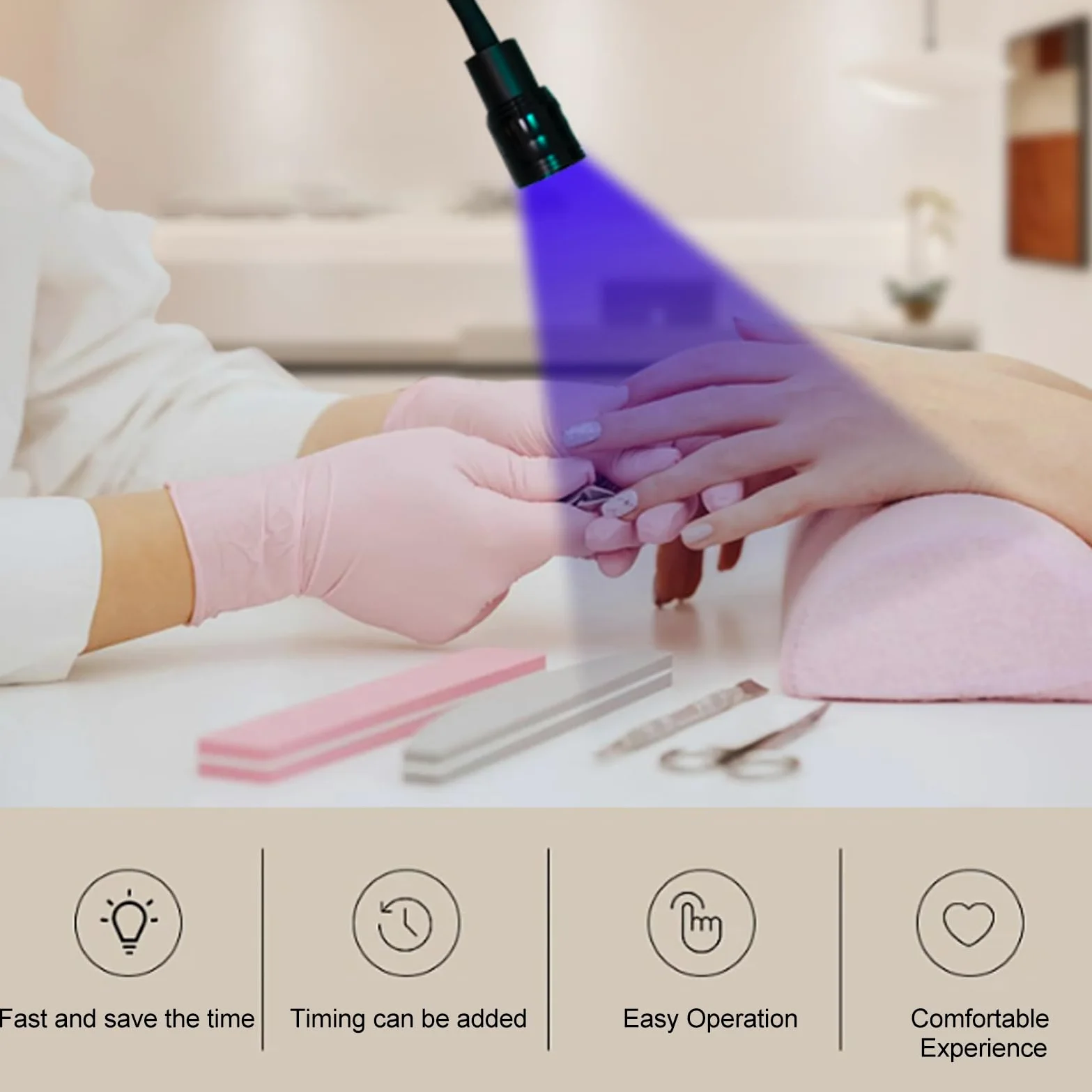 Sonew Lampa UV do Suszenia Paznokci o Mocy 10 W, Szybko Utwardzająca się, Elastyczna Lampa do Kleju do Paznokci i Rzęs z Zaciskiem Stołowym, 9-biegowa Dioda LED, Wtyczka USB,