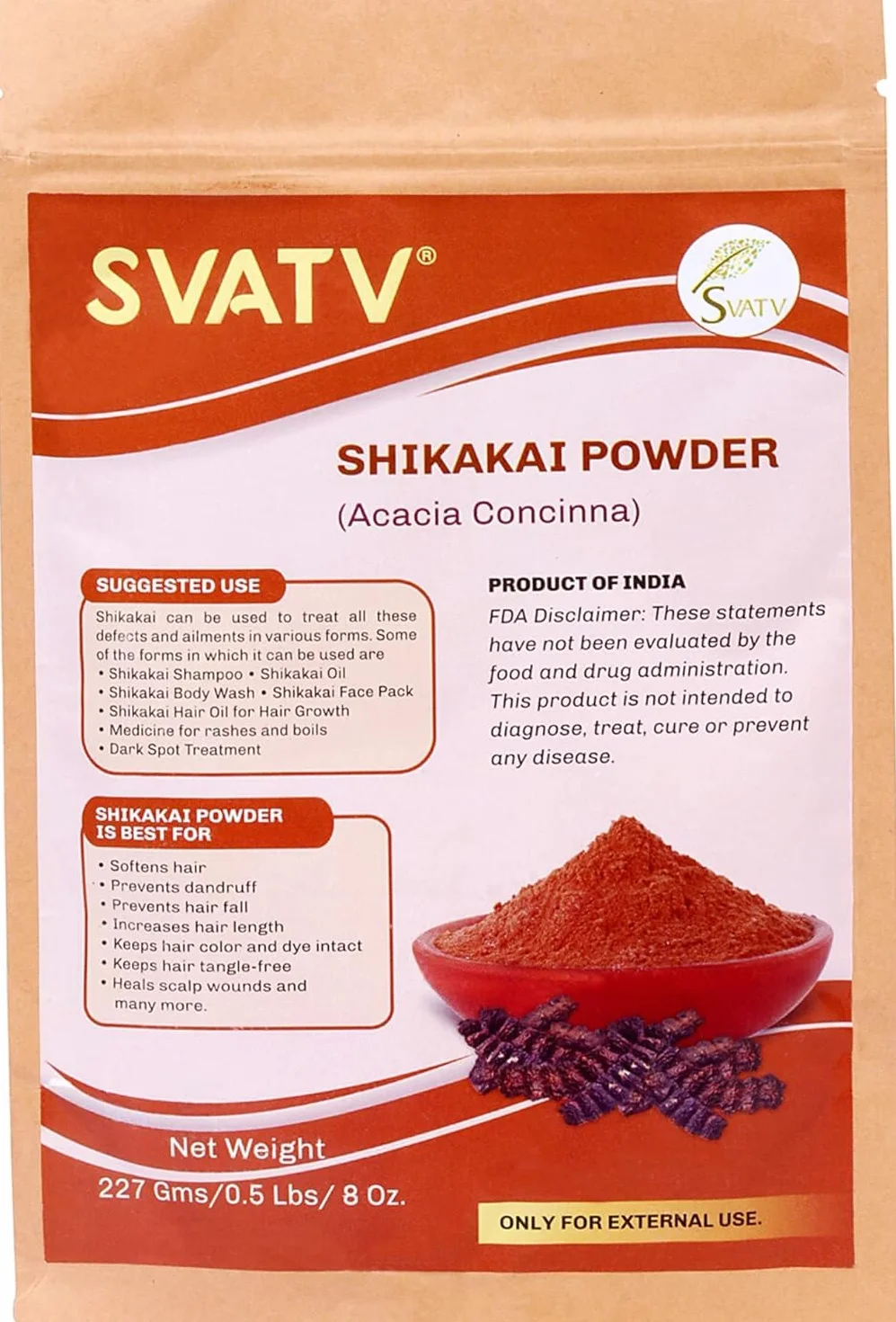 Shikakai Puder Acacia Concinna 227 g Szampon Głębokiego Oczyszczania Bez PPD