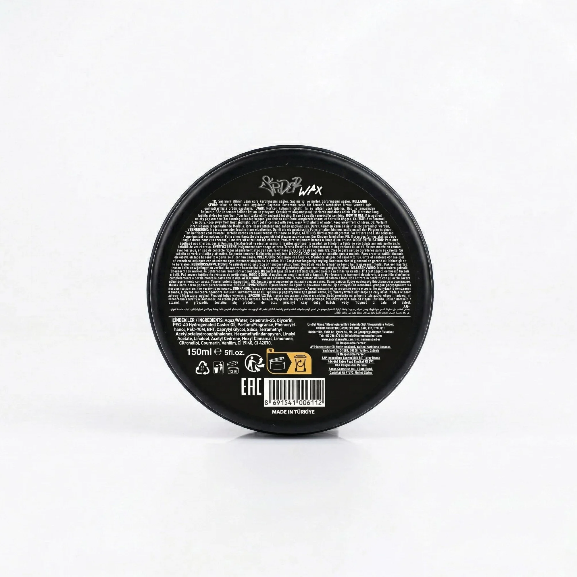 BARBER MARMARA Spider wosk do włosów 150 ml, wosk do włosów, z efektem połysku