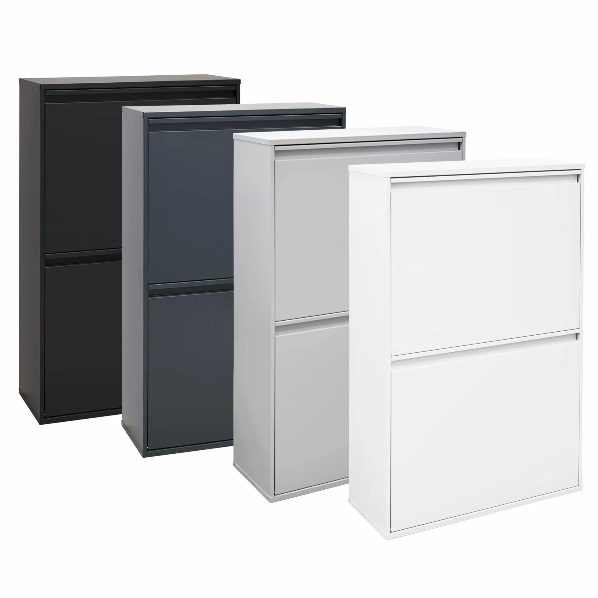 Arregui Basic CR604-B Recykling kosz na śmieci ze stali, system segregacji śmieci z 4 wyjmowanymi wewnętrznymi pojemnikami z tworzywa sztucznego z uchwytem, 4 x 17 l (68 l), antracyt/ciemnoszary