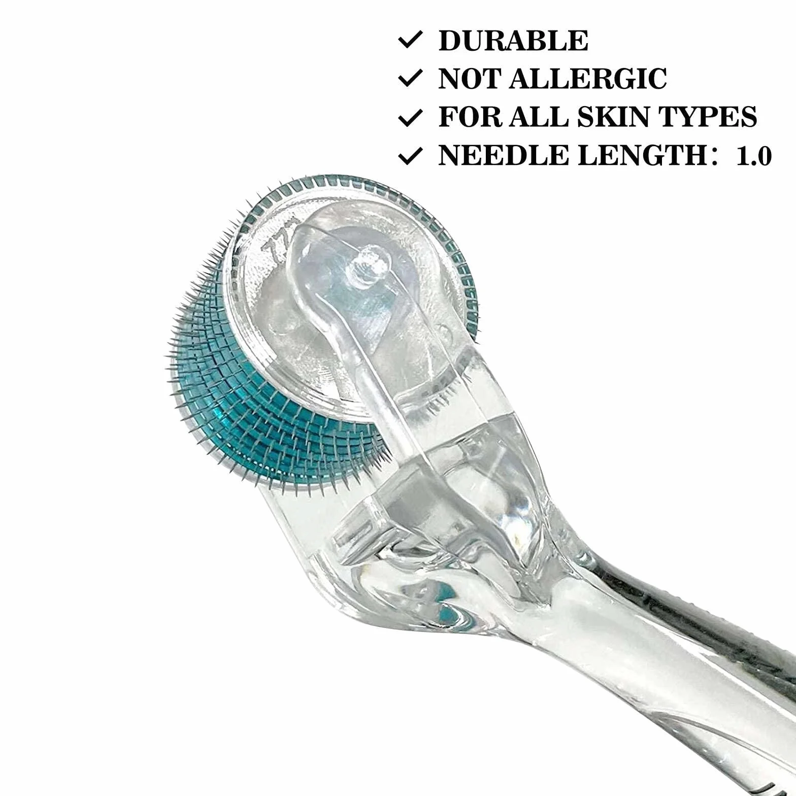 Derma Roller 1,0 mm Microneedling 540 Pisaków Tytanowych z Mikroigłami do Twarzy, Ciała, Brody, Porostu Włosów, Zmarszczek, Blizn i Rozstępów