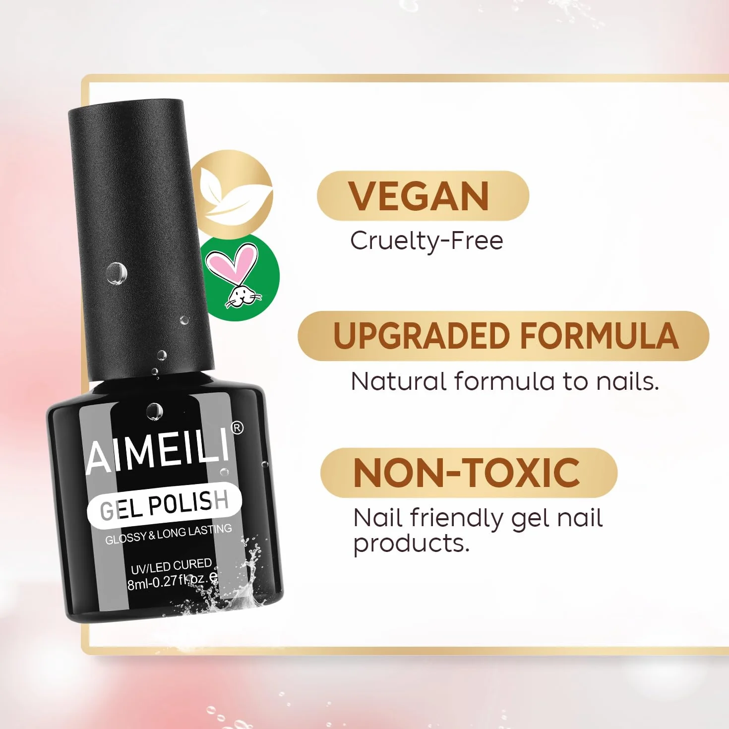 AIMEILI żelowy lakier do paznokci UV LED, czarny do salonu manicure, home DIY, bardzo błyszczący, beztestowy, trwały i odporny na zużycie, 8 ml, 995