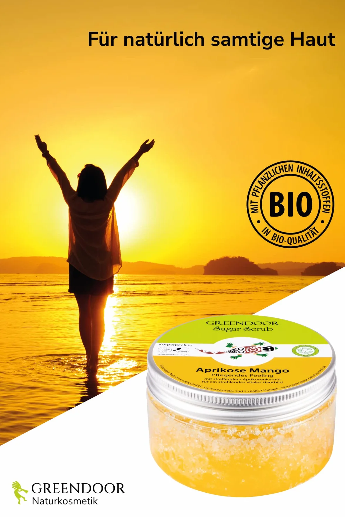 GREENDOOR Peeling do ciała Sugar Scrub Morele Mango z prowitaminą A 230 g