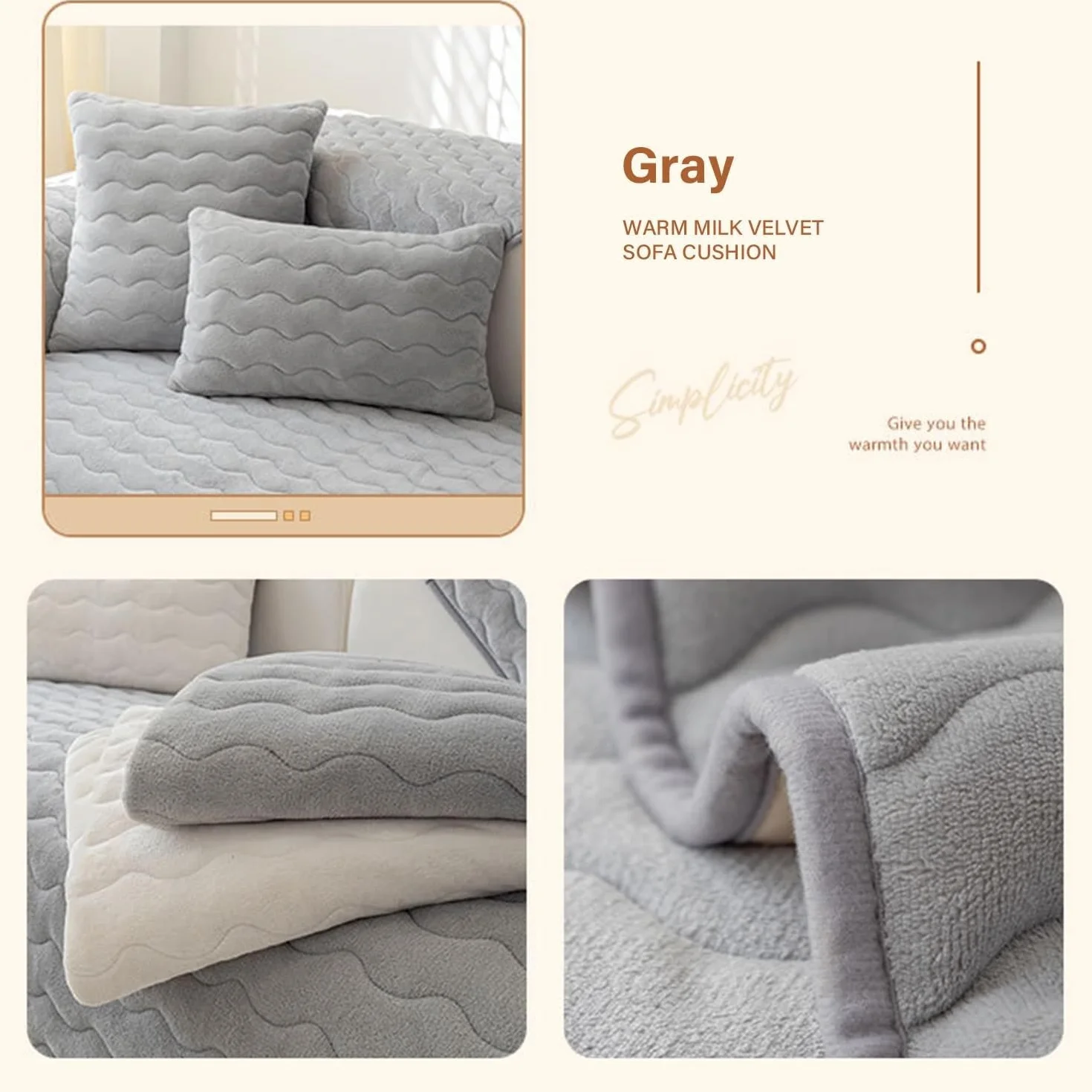 Upgraded Couch Covers - Aksamitna narzuta na sofę Poszewka na sofę segmentową z antypoślizgowym dnem Super miękki, ciepły ochraniacz na meble dla zwierząt domowych 1-3 miejsca Pokrowiec na sofę antypo