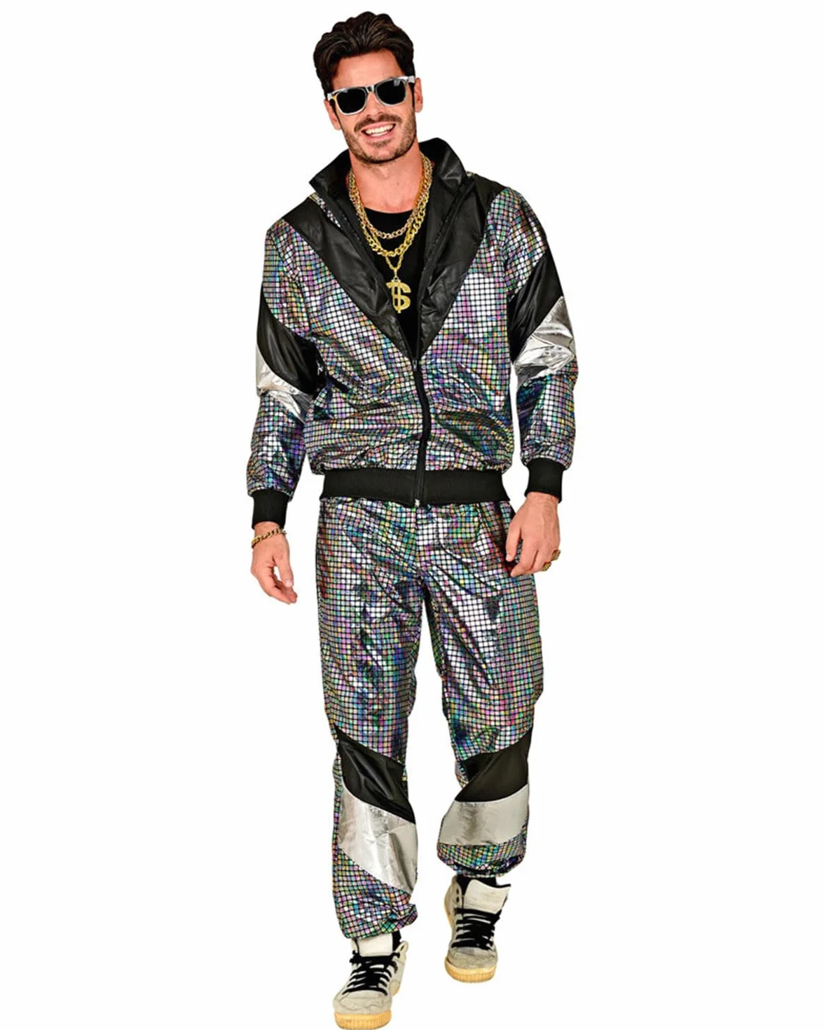 W WIDMANN MILANO Party Fashion – kostiumowy dres treningowy, styl disco, strój z lat 80., dres do biegania na karnawał i imprezę