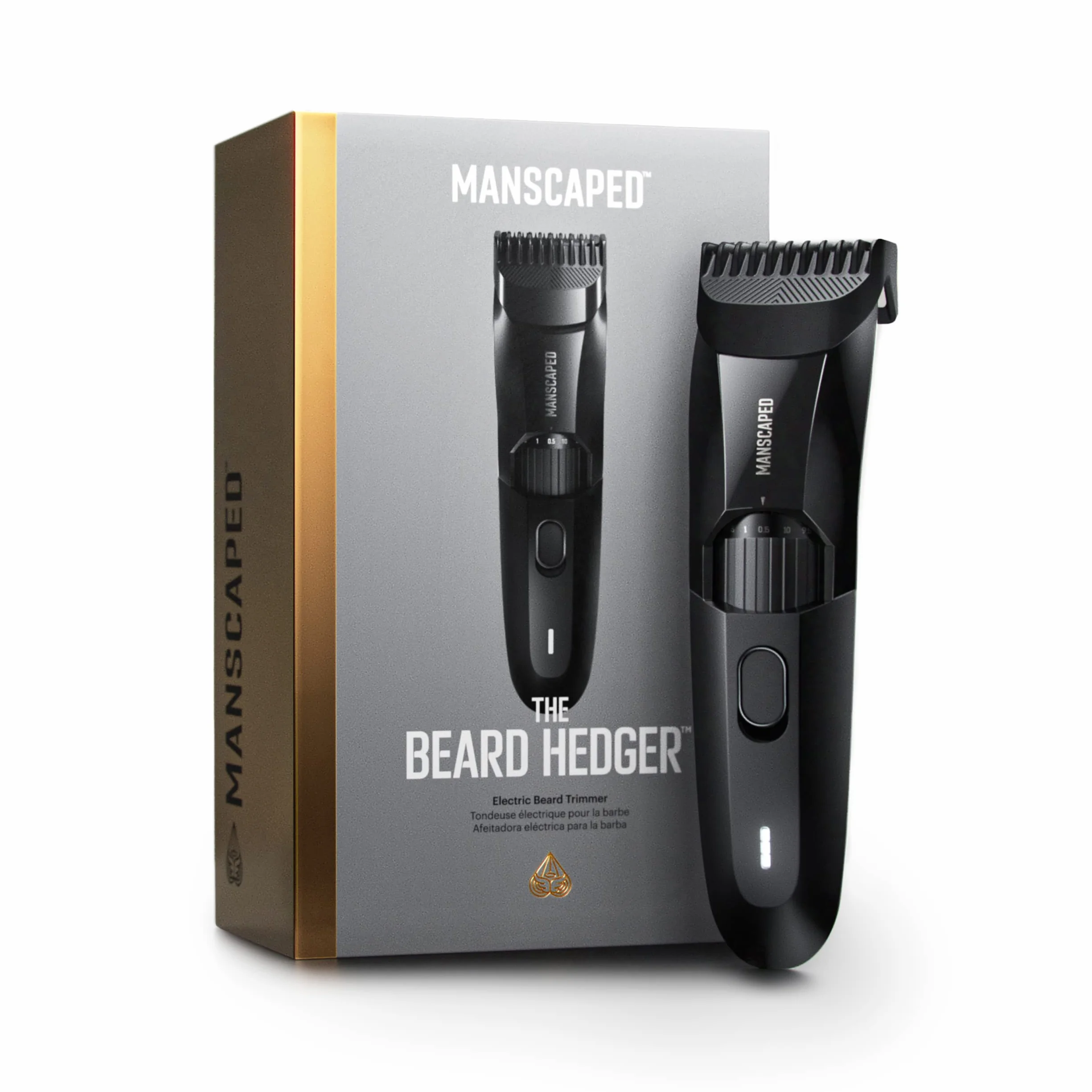 Precyzyjny trymer do brody MANSCAPED® The Beard Hedger®, 20-stopniowe regulowane kółko z ostrzami, ostrze T ze stali nierdzewnej do przycinania włosów na twarzy, wodoodporna maszynka do strzyżenia