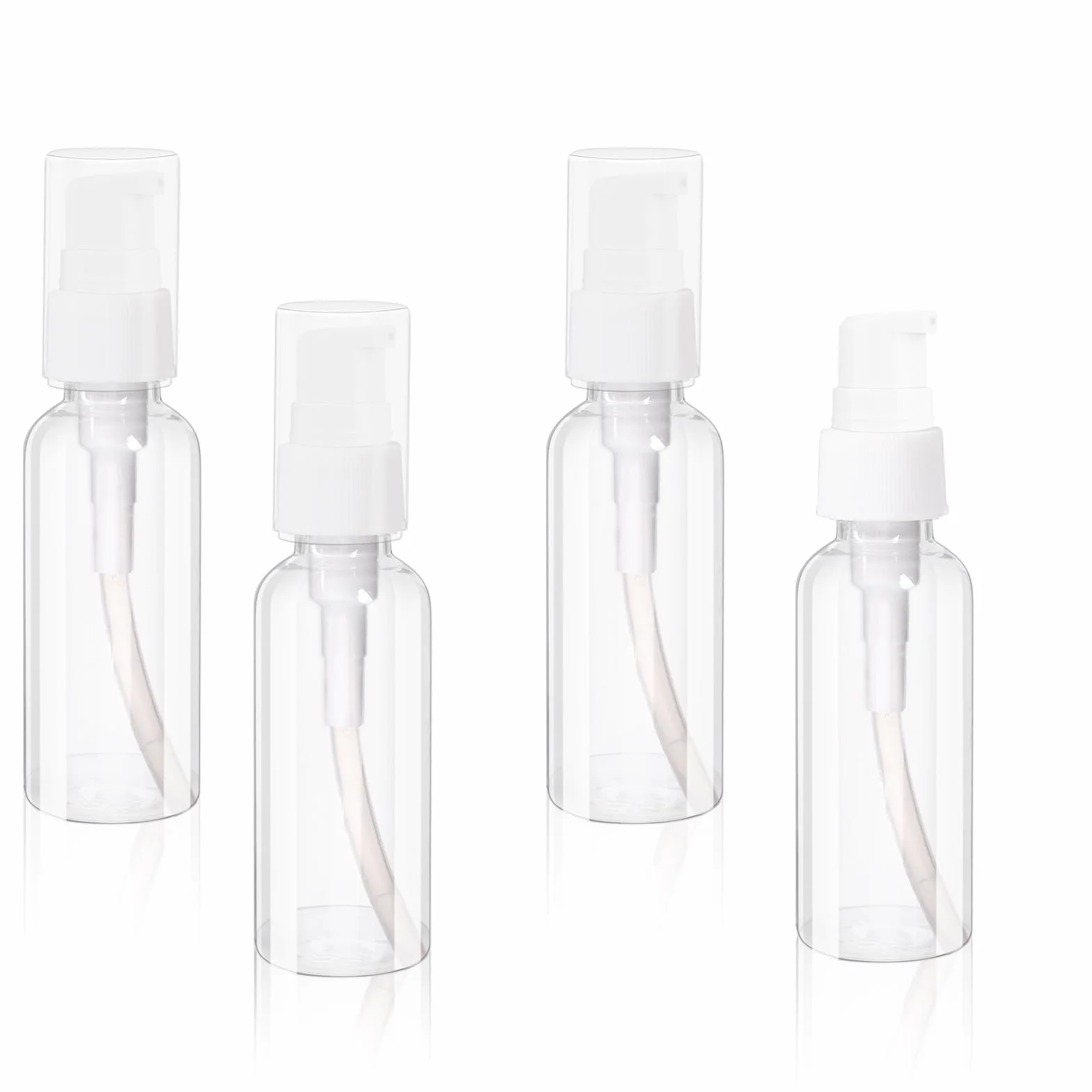 Sliverdew 4 Butelki z Pompką 50 ml - Przezroczyste, Podróżne, z Tworzywa Sztucznego, Puste Pojemniki na Kosmetyki, Szampon, Krem