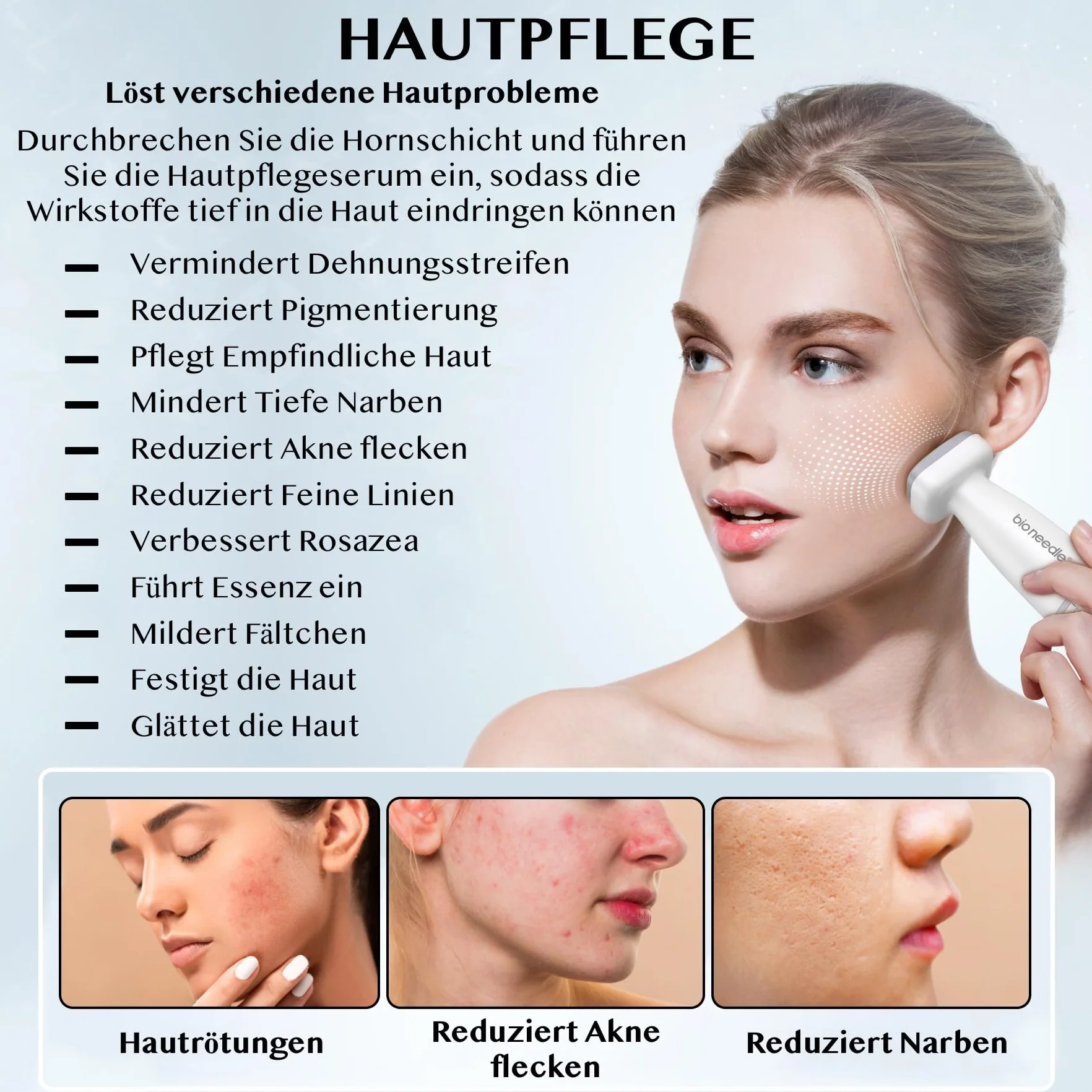 Bestauty Derma Stamp – stempel do mikroigłowania 0-2 mm, regulowany, 120 pinów ze stali nierdzewnej, idealny do twarzy, ciała, włosów i brody – podwójne uszczelnienie – igła Bestauty X bio needle