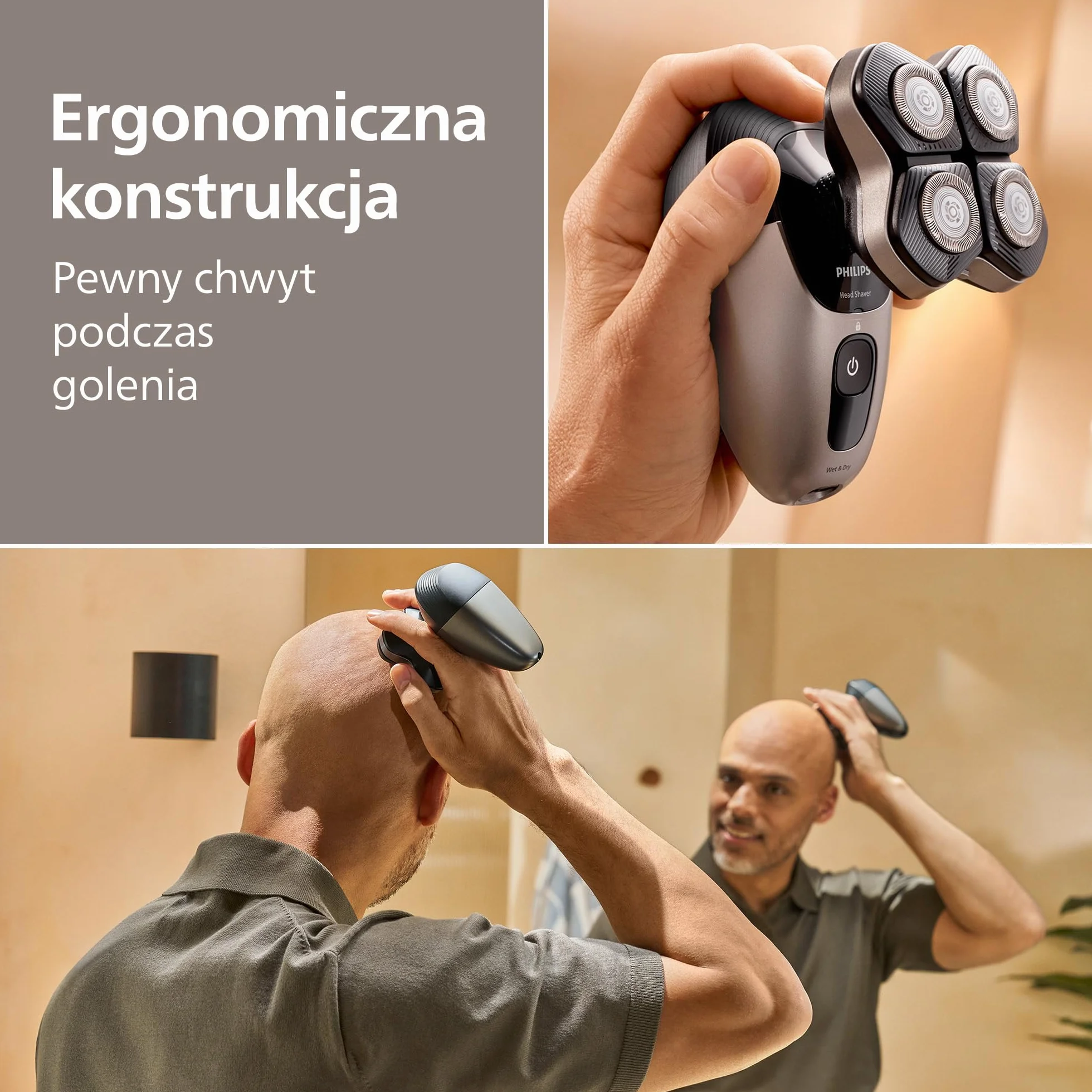 Philips Head Shaver Pro Seria 7000 – Golarka do głowy dla mężczyzn i kobiet, z elastyczną głowicą 360° i ostrzami ComfortCut zapewniającymi dokładne golenie, delikatna dla skóry, model HS7980/15
