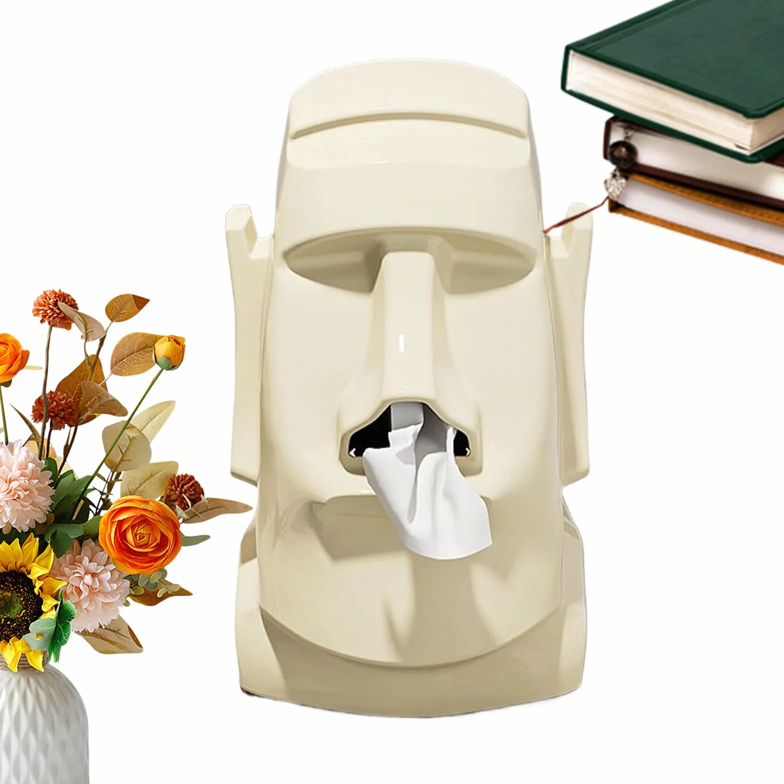 Tissue Box Holder, Creative Tissue Boxes, 9.25x6.69x5.71 Inches Compact Freestanding Dispenser Organizer, Farmhouse Decor for Home Bathroom Kitchen, Bedside Tables, White
