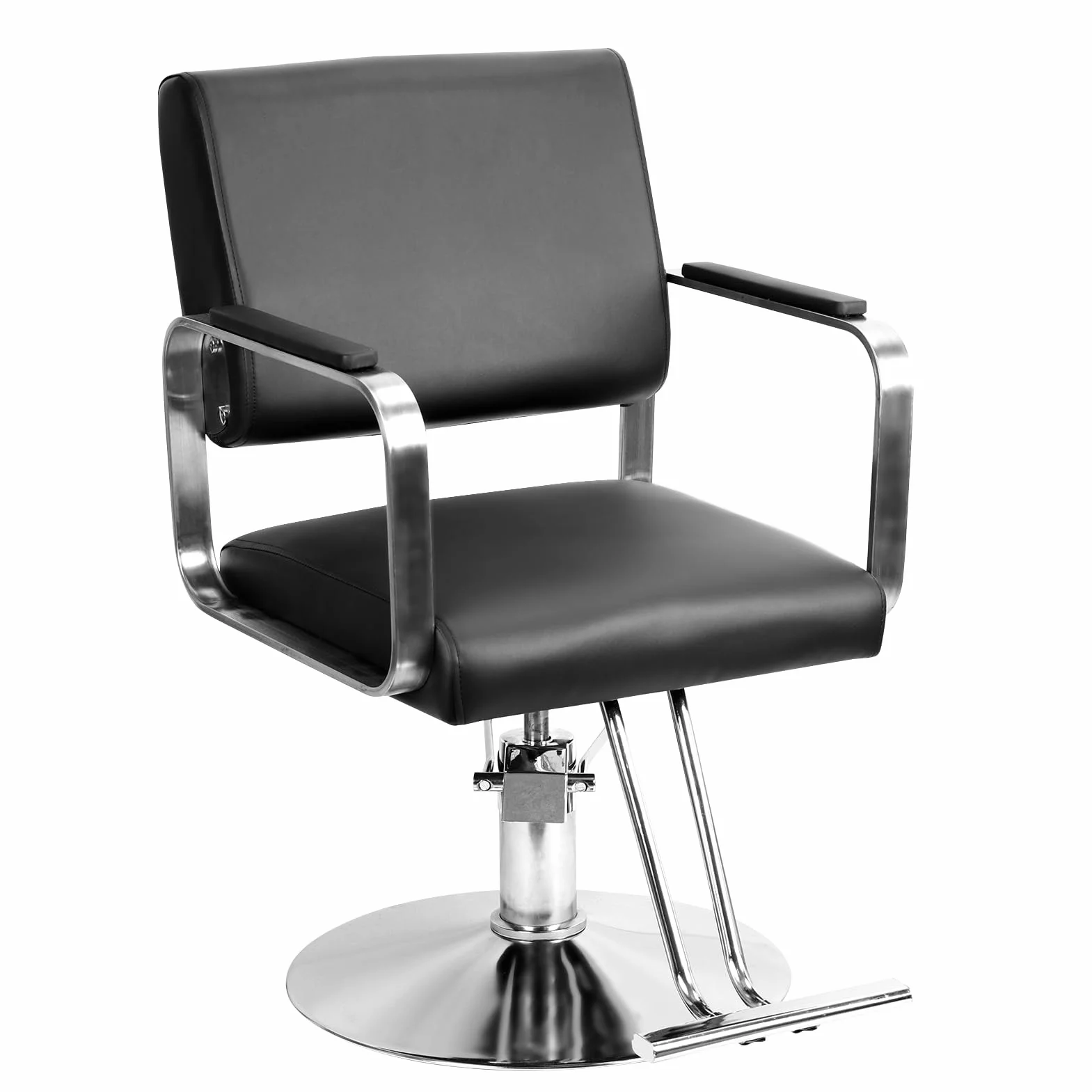 Bawełniane krzesło fryzjerskie, hydrauliczne krzesło kawowe z ergonomicznym oparciem i podnóżkiem, krzesło stylistyczne do salonu fryzjerskiego, salonu piękności, tatuażu, czarne