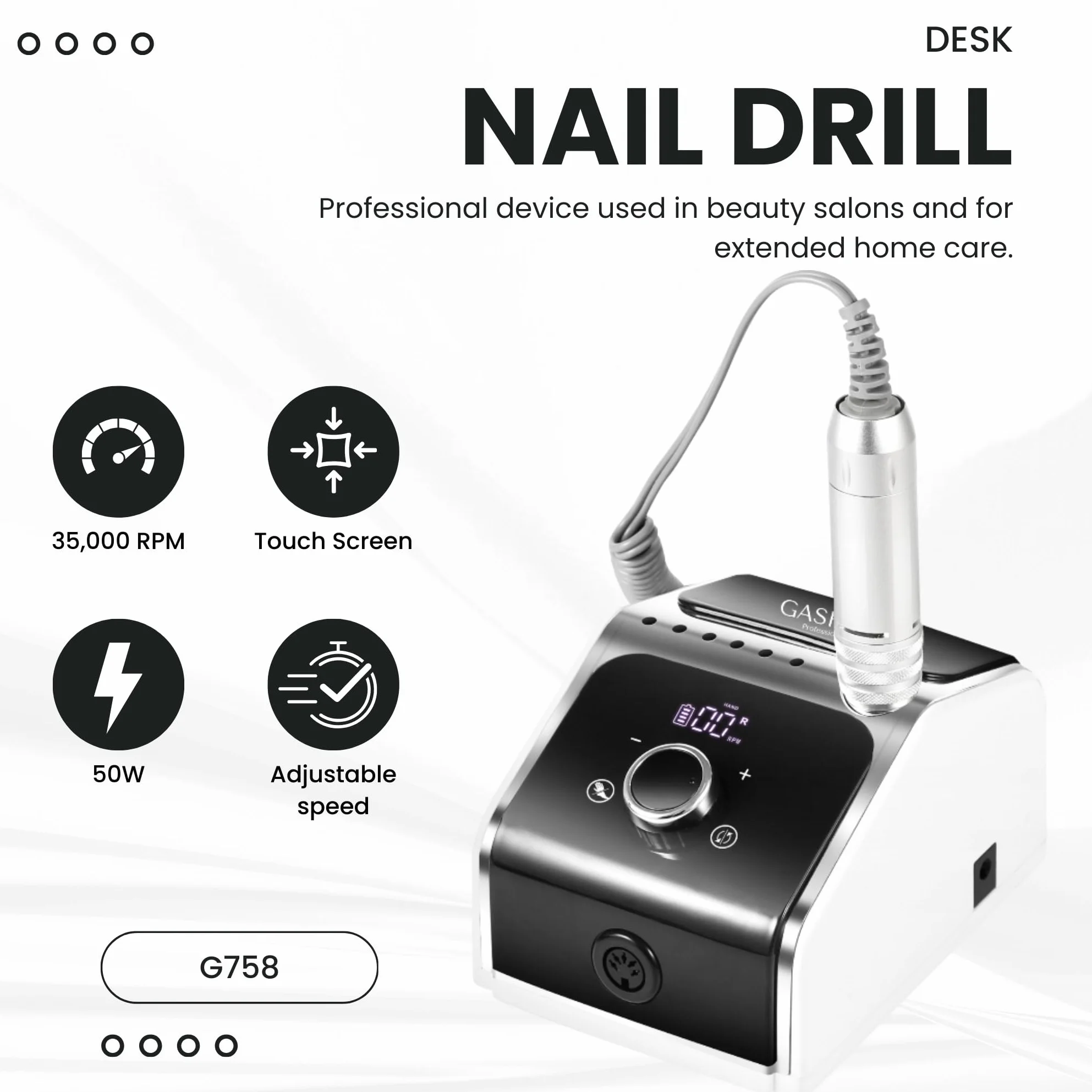 Frezarka do paznokci żelowych | Nail Drill 50 W | Elektryczny pilnik do paznokci | Zestaw do manicure i pedicure | Frezarka do paznokci z kablem | Frezarka do paznokci z pedałem nożnym |