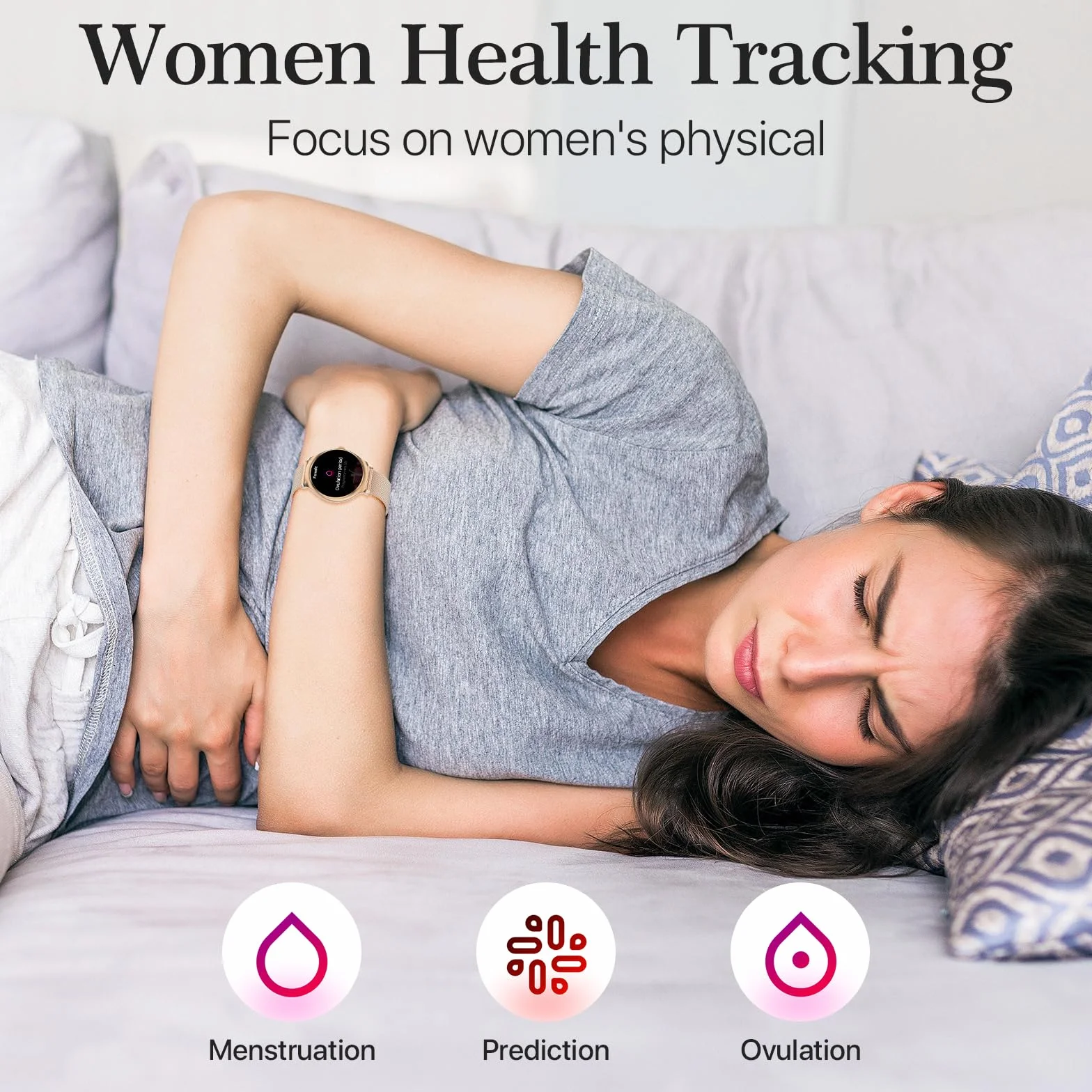 Nemheng Inteligentny zegarek dla kobiet, odbieranie/nawiązywanie połączeń, ekran dotykowy 3,5 cm, damski zegarek fitness z pulsometrem i asystentem głosowym, wodoodporny zegarek IP67, do iOS, Android