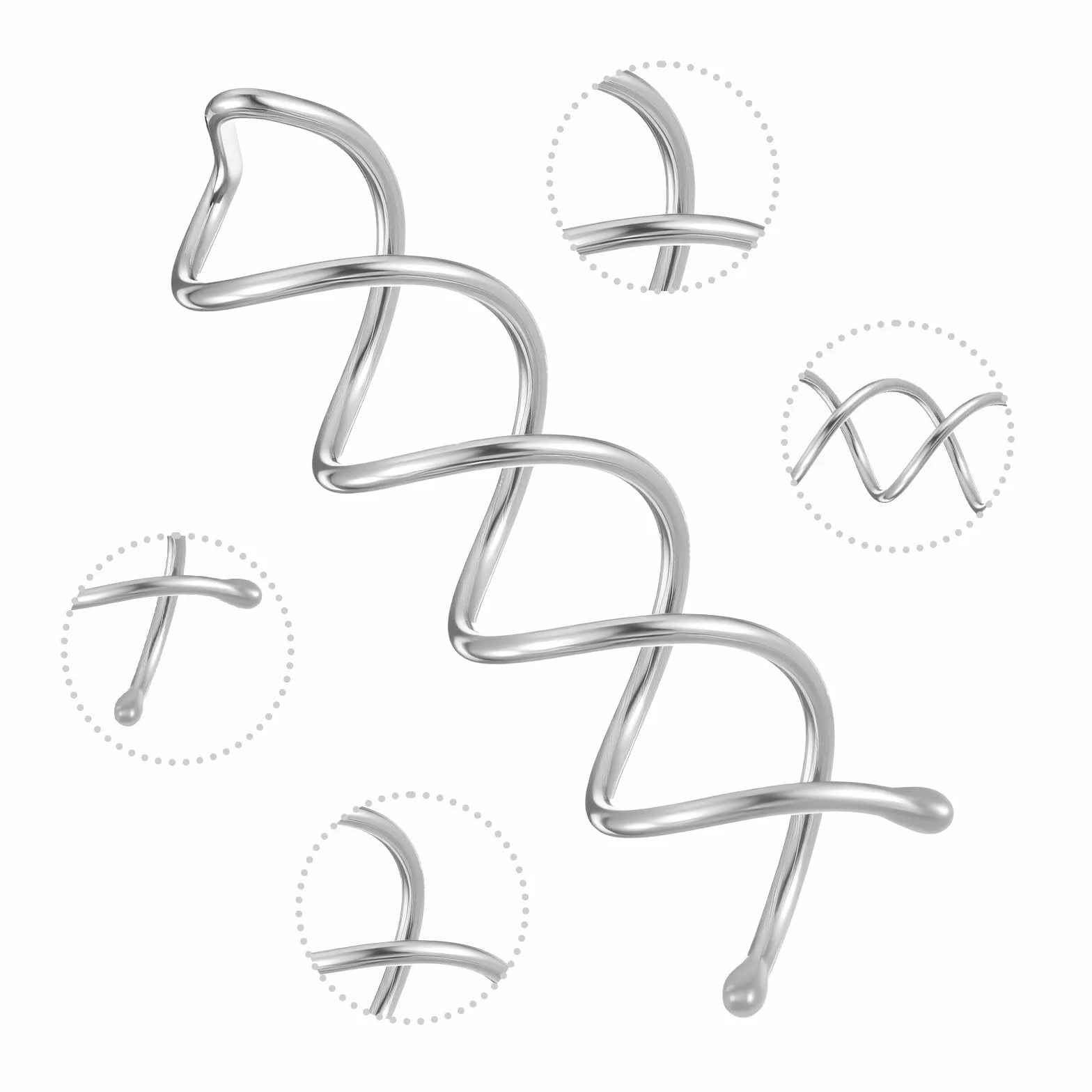 Molain Spiralne spinki do włosów, spirale ze stopu, spinka do koka, skręcane spirale z nierysującymi zaokrąglonymi końcówkami dla kobiet, srebrne, 20 sztuk