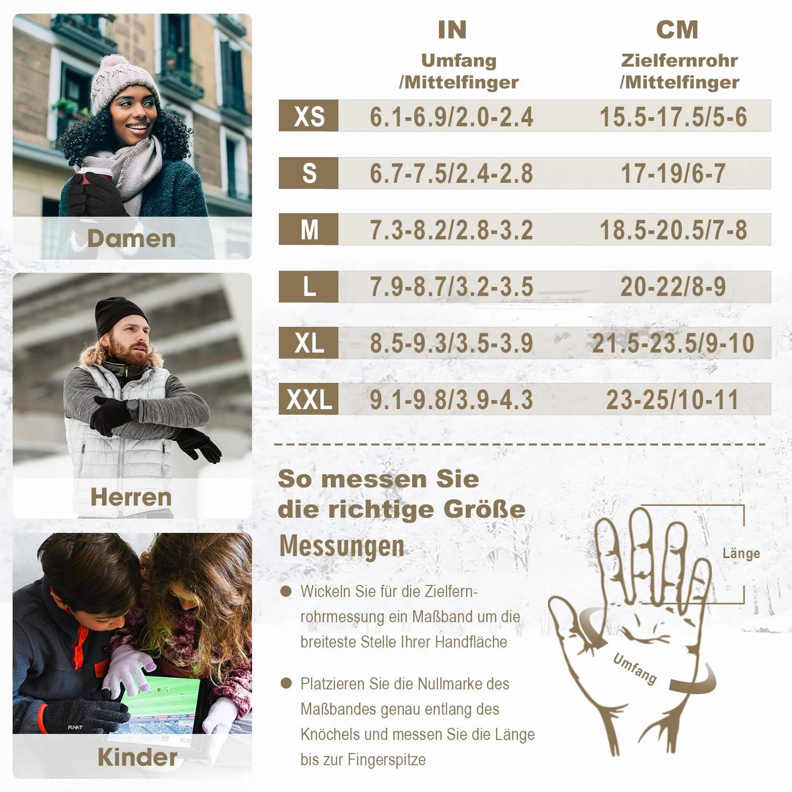 Rahhint Wełniane rękawiczki zimowe ciepłe cienki ekran dotykowy wygodny elegancki antypoślizgowy miękki dla dorosłych unisex jazda na rowerze sport smartfon
